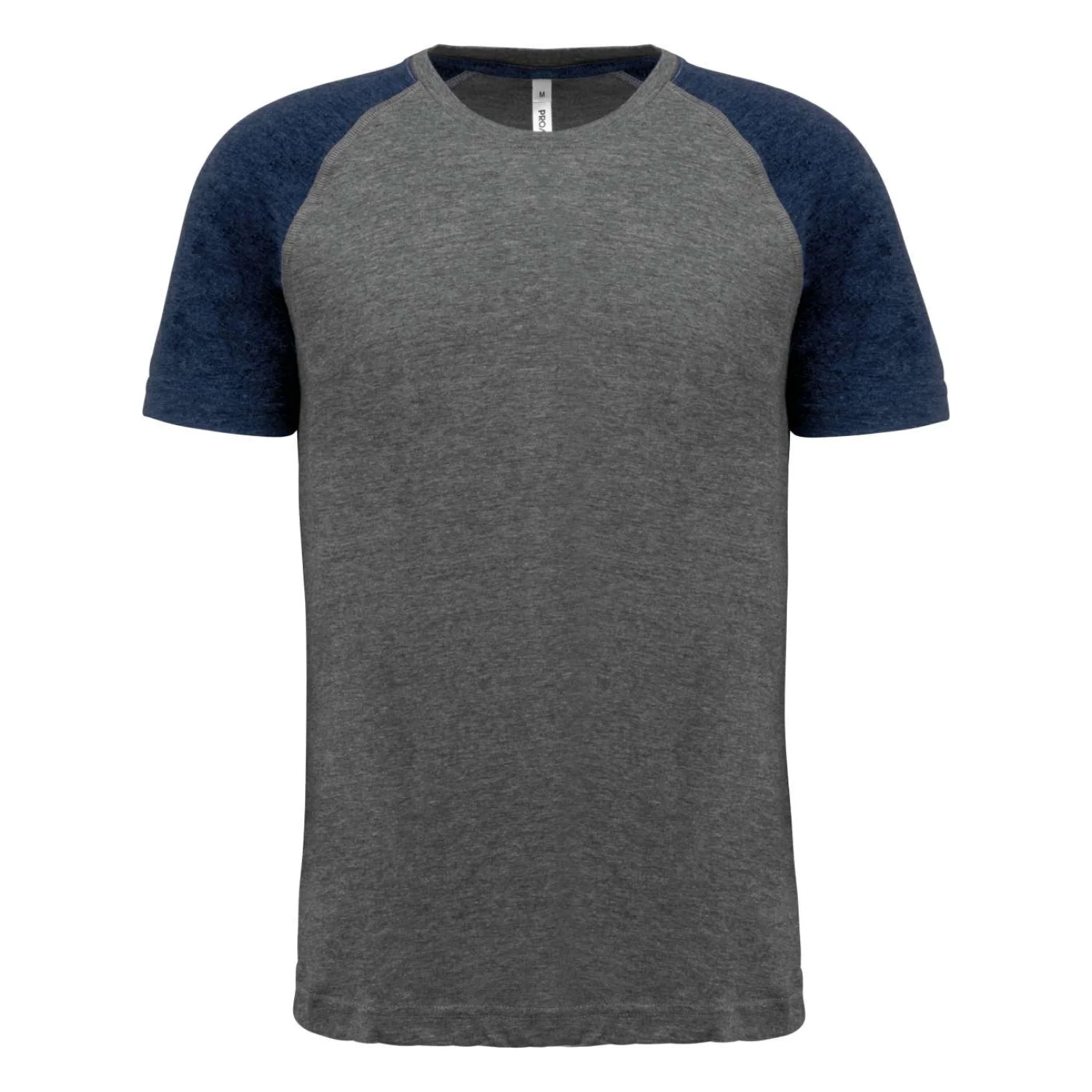 Proact Felnőtt triblend két színű rövidujjú sport póló sportruházat Grey Heather/Sporty Navy Heather