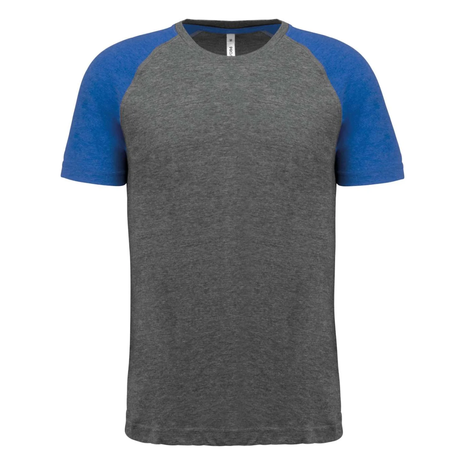 Proact Felnőtt triblend két színű rövidujjú sport póló sportruházat Grey Heather/Sporty Royal Blue Heather