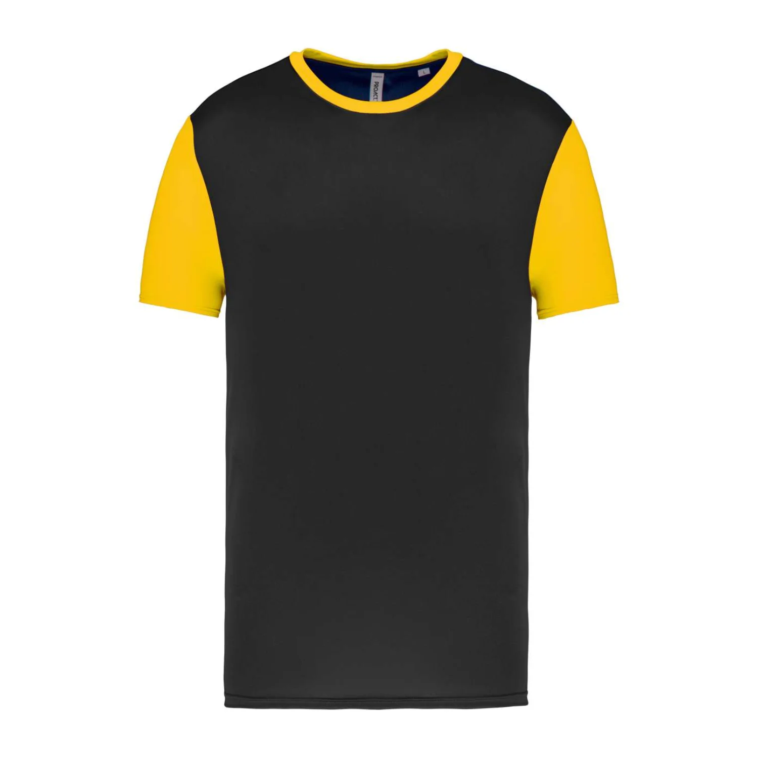 Proact Felnőtt két színű rövid ujjú póló sportruházat Black/Sporty Yellow