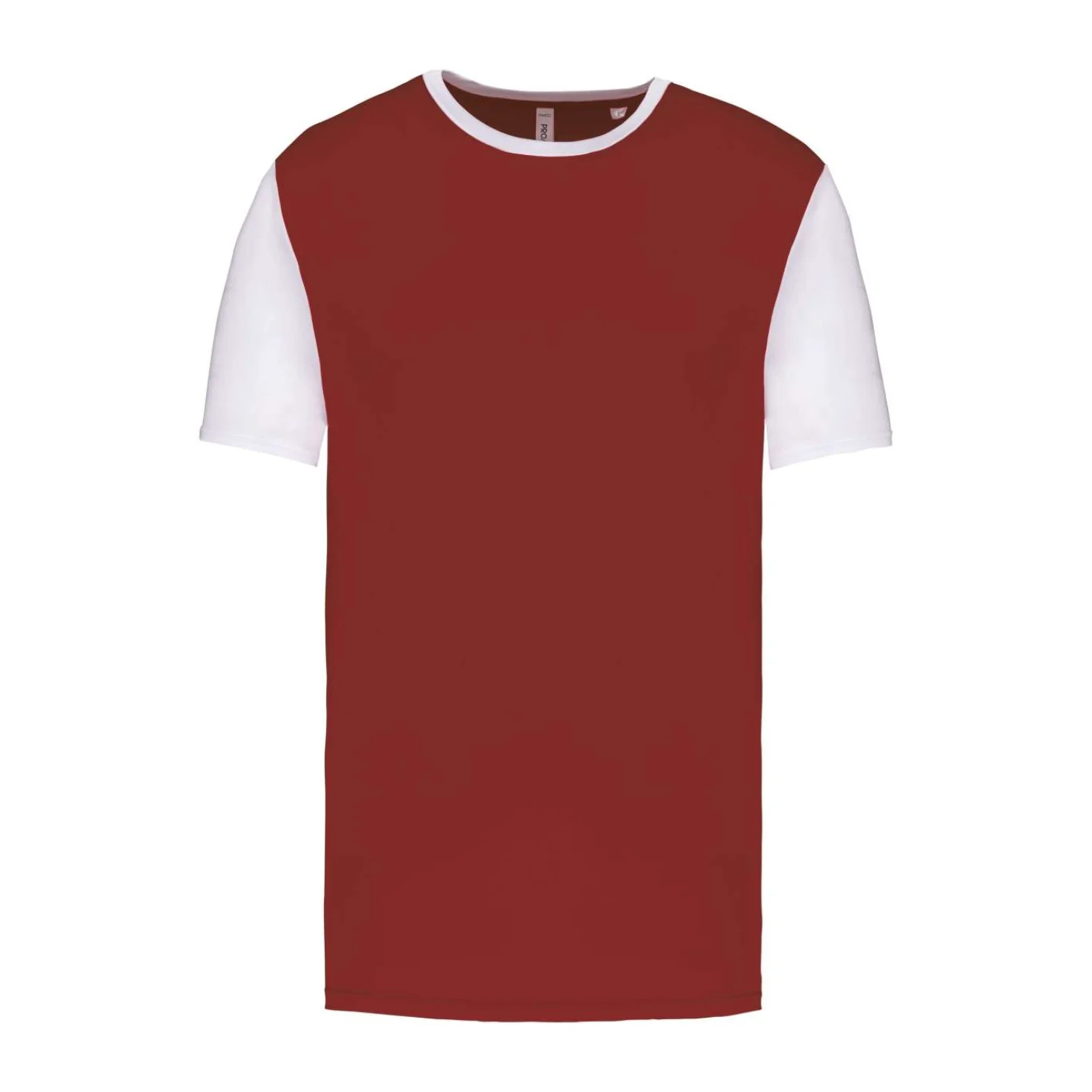 Proact Felnőtt két színű rövid ujjú póló sportruházat Garnet/White