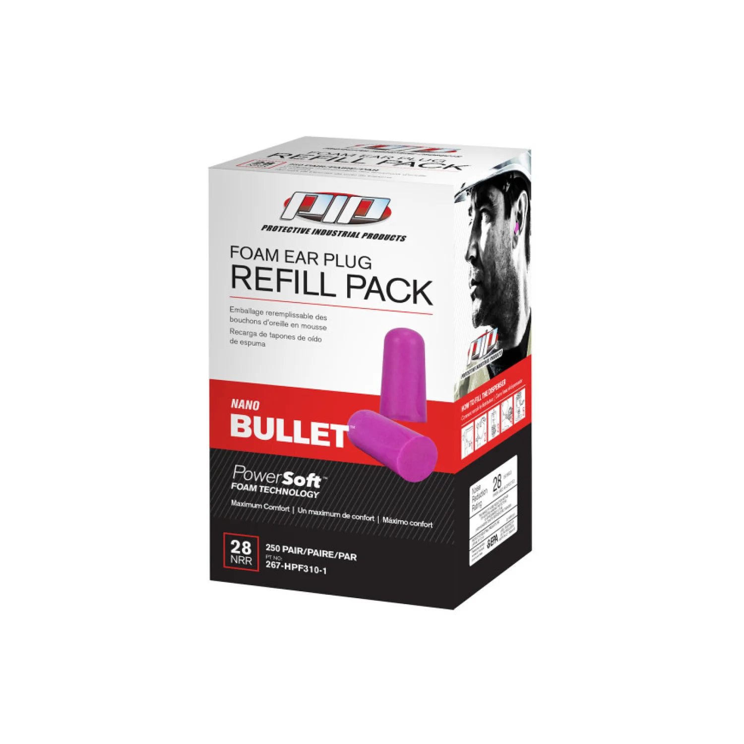PIP PowerSoft ™ NANO BULLET poliuretán hab füldugó adagoló utántöltő (250pár) lila