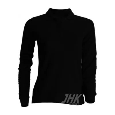 Women's polo long-sleeve fekete