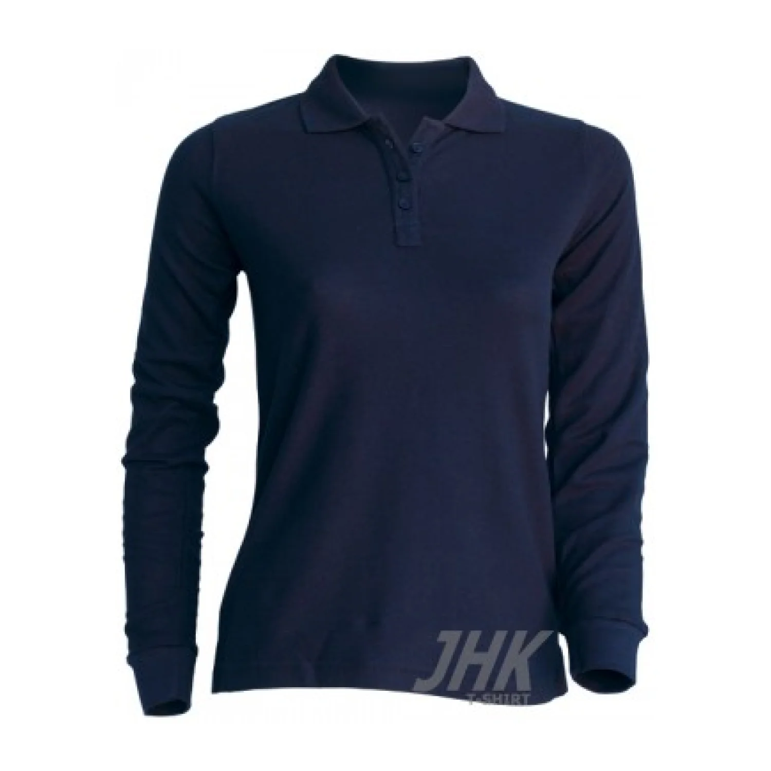 JHK Women's polo long-sleeve, white Navy