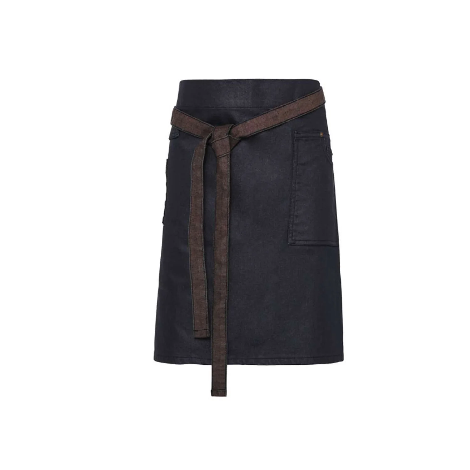 Premier 'division' viaszolt hatású farmer kötény vendéglátás és egészségügy Indigo/Brown Denim