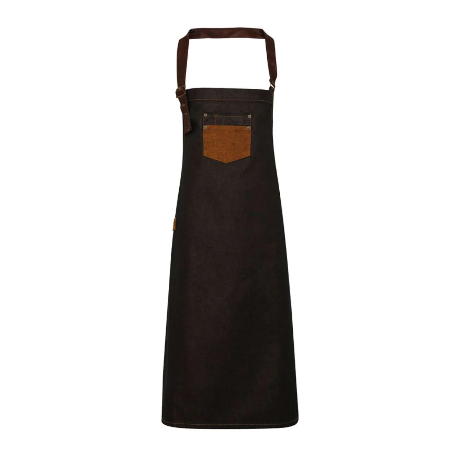 Premier 'division' viaszolt hatású farmer kötény műbőrrel vendéglátás és egészségügy Black/Tan Denim