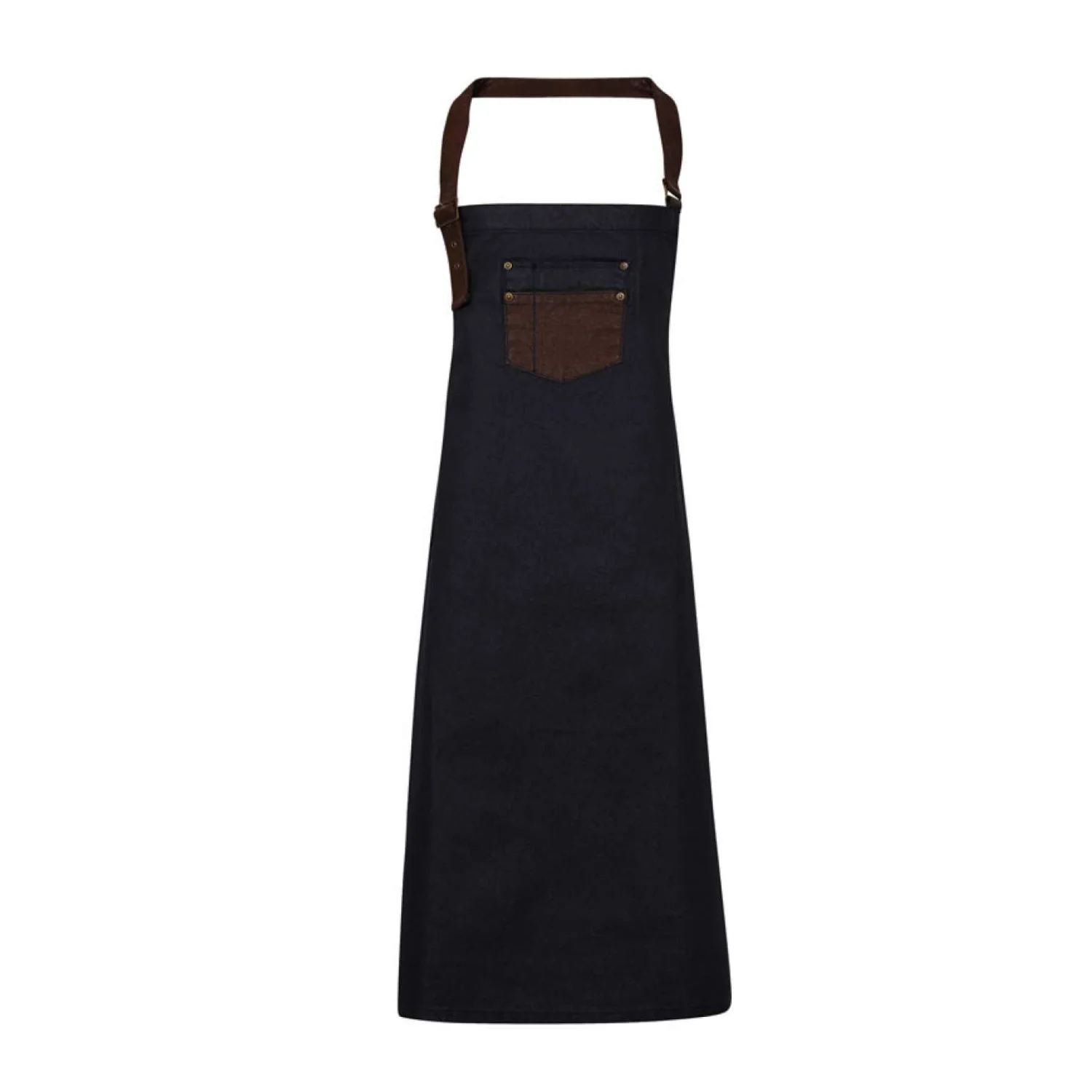 Premier 'division' viaszolt hatású farmer kötény műbőrrel vendéglátás és egészségügy Indigo/Brown Denim