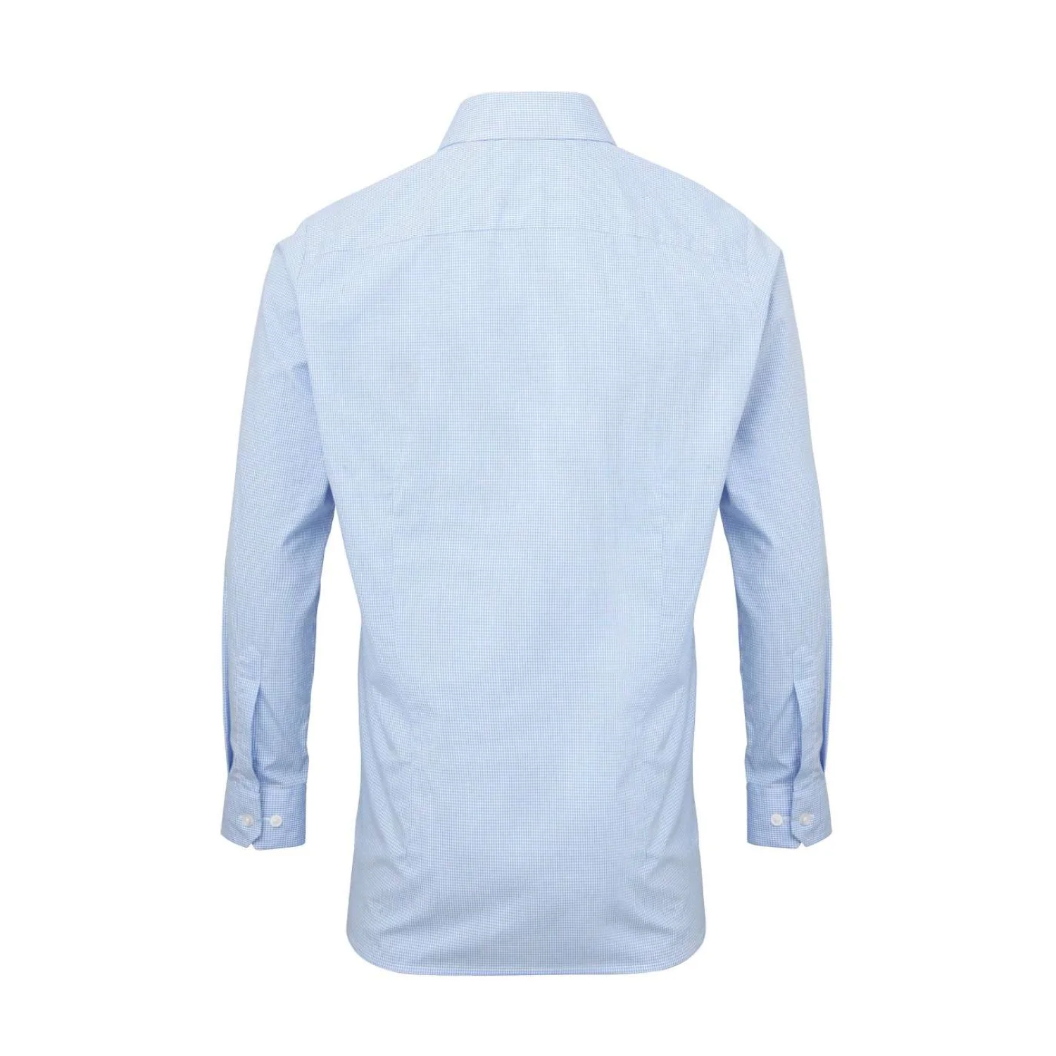 Premier Férfi apró kockás (gingham) hosszú ujjú pamuting Light Blue/White