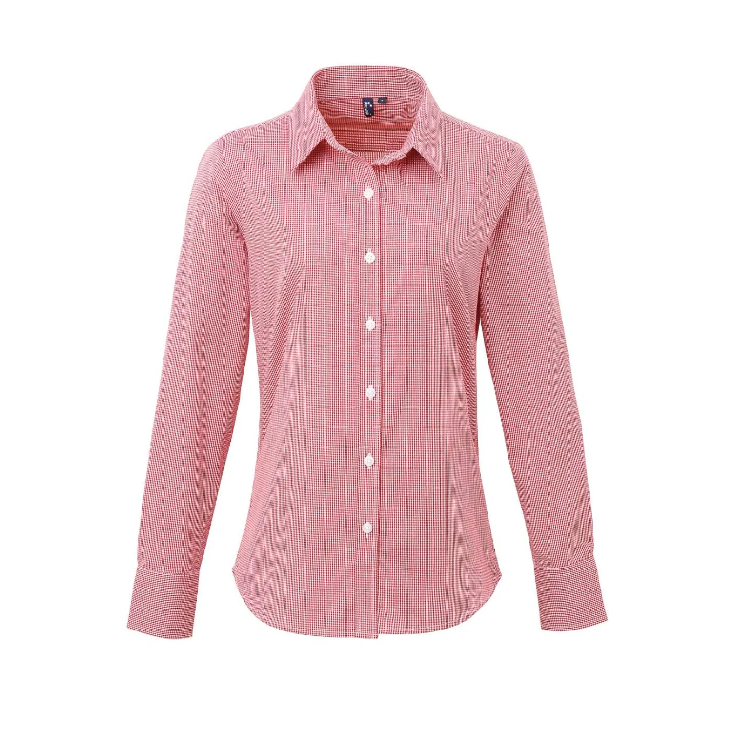 Premier Női aprókockás (gingham) hosszú ujjú pamut ing Red/White