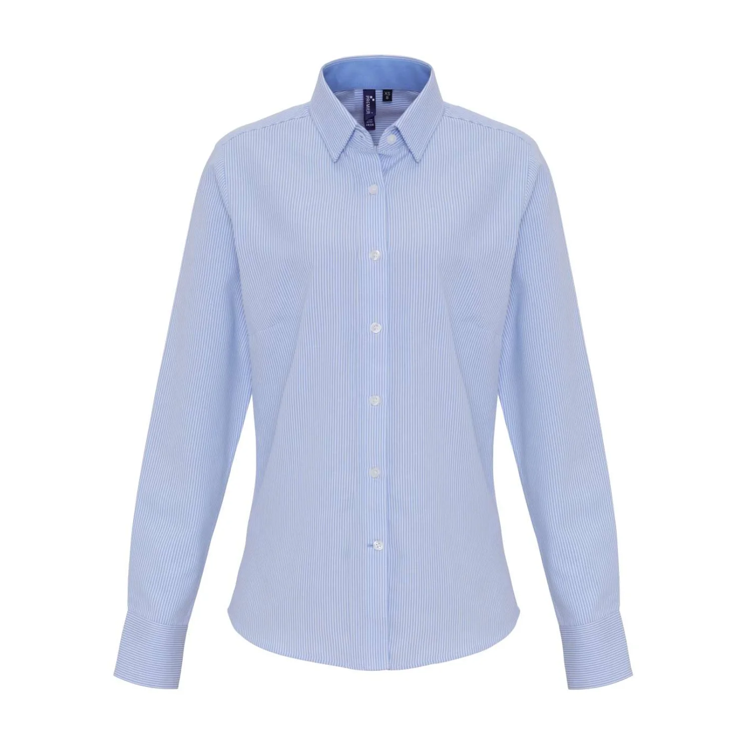 Premier Női magas pamuttartalmú csíkos oxford ing White/Oxford Blue