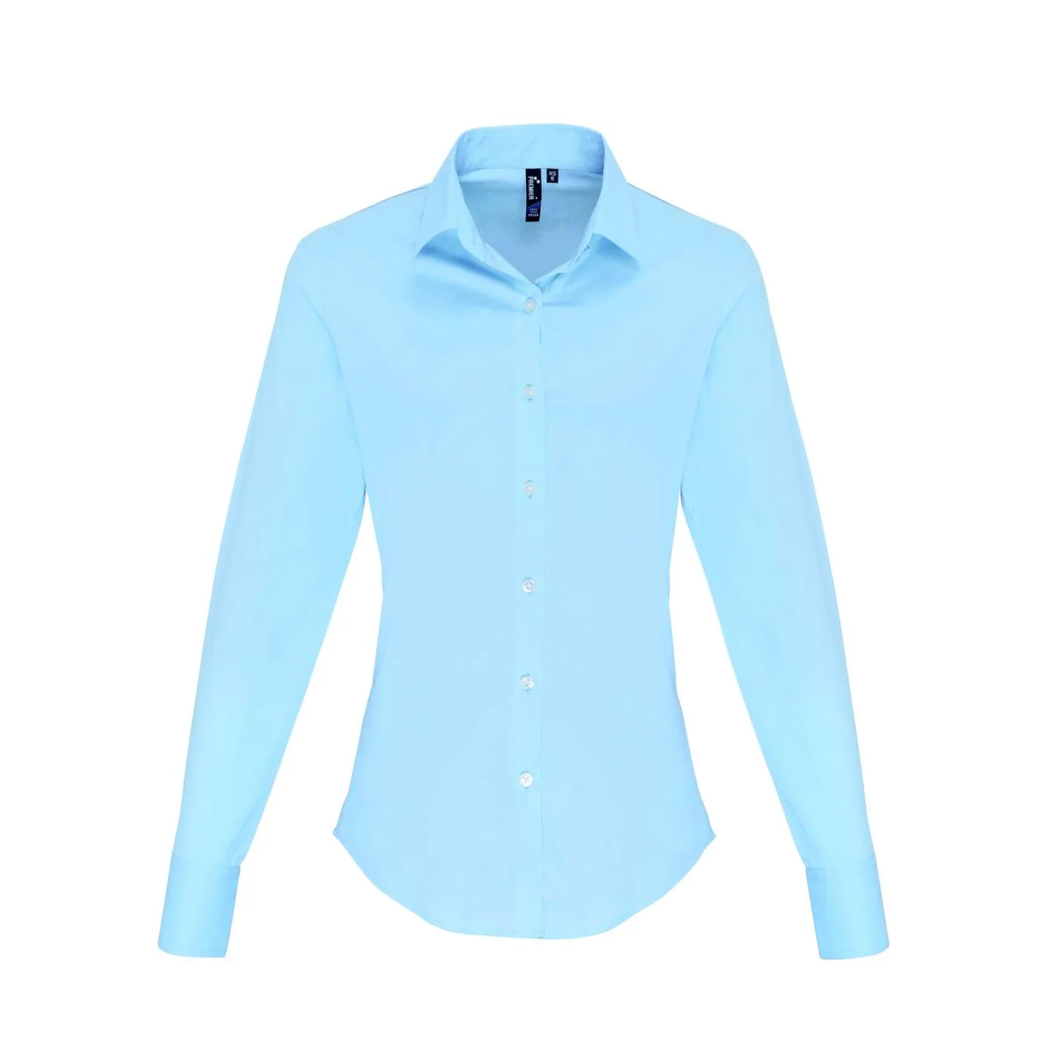 Premier Női hosszú ujjú stretch pamut poplin ing Pale Blue