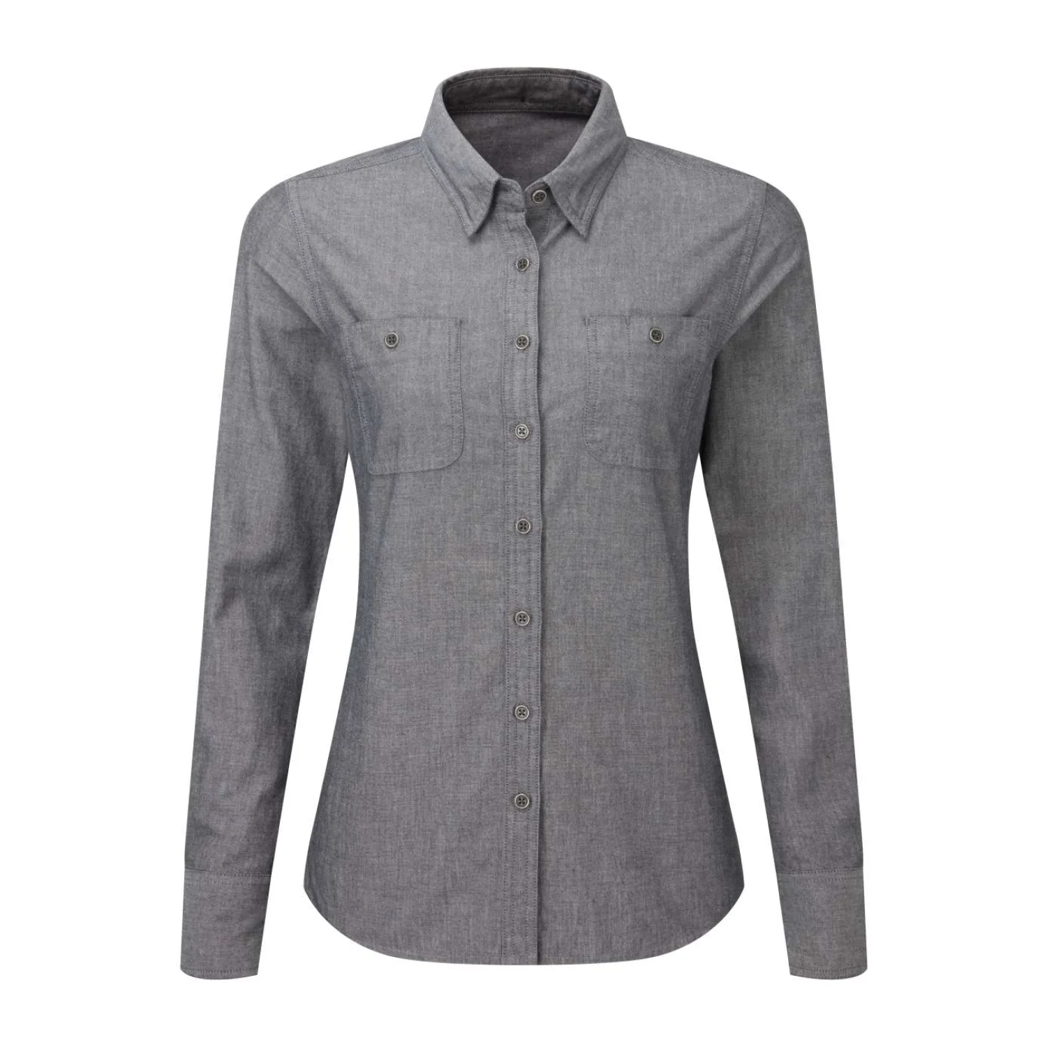 Premier Női organikus pamut chambray fairtrade ing Grey Denim