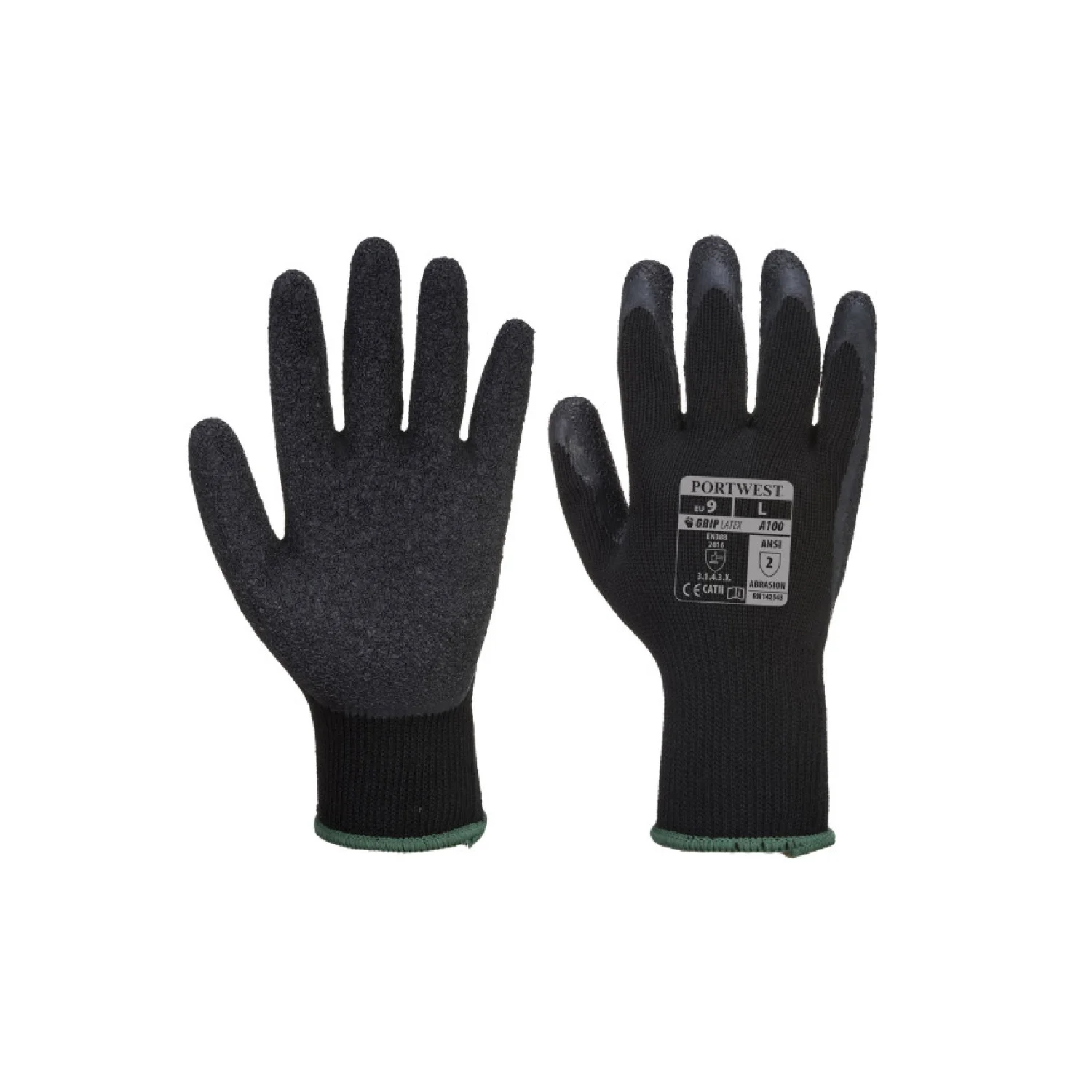 Portwest A100 - Latex mártott kesztyű fekete