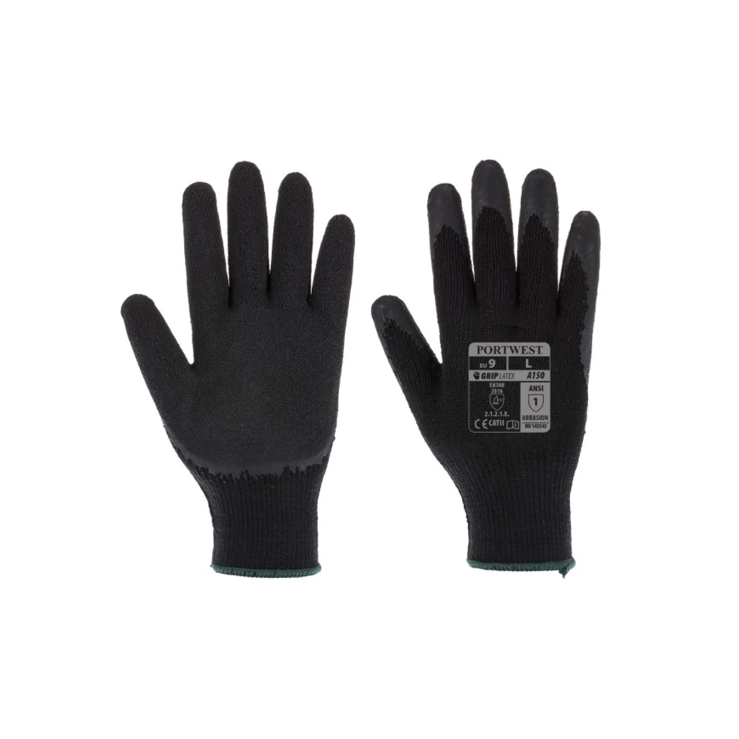 Portwest A150 - Mártott latex kesztyű (A100 öko verzió) fekete