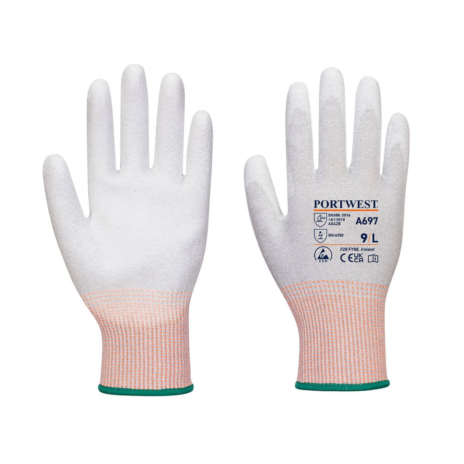 Portwest LR13 ESD PU tenyérmártott kesztyű (12 pár)