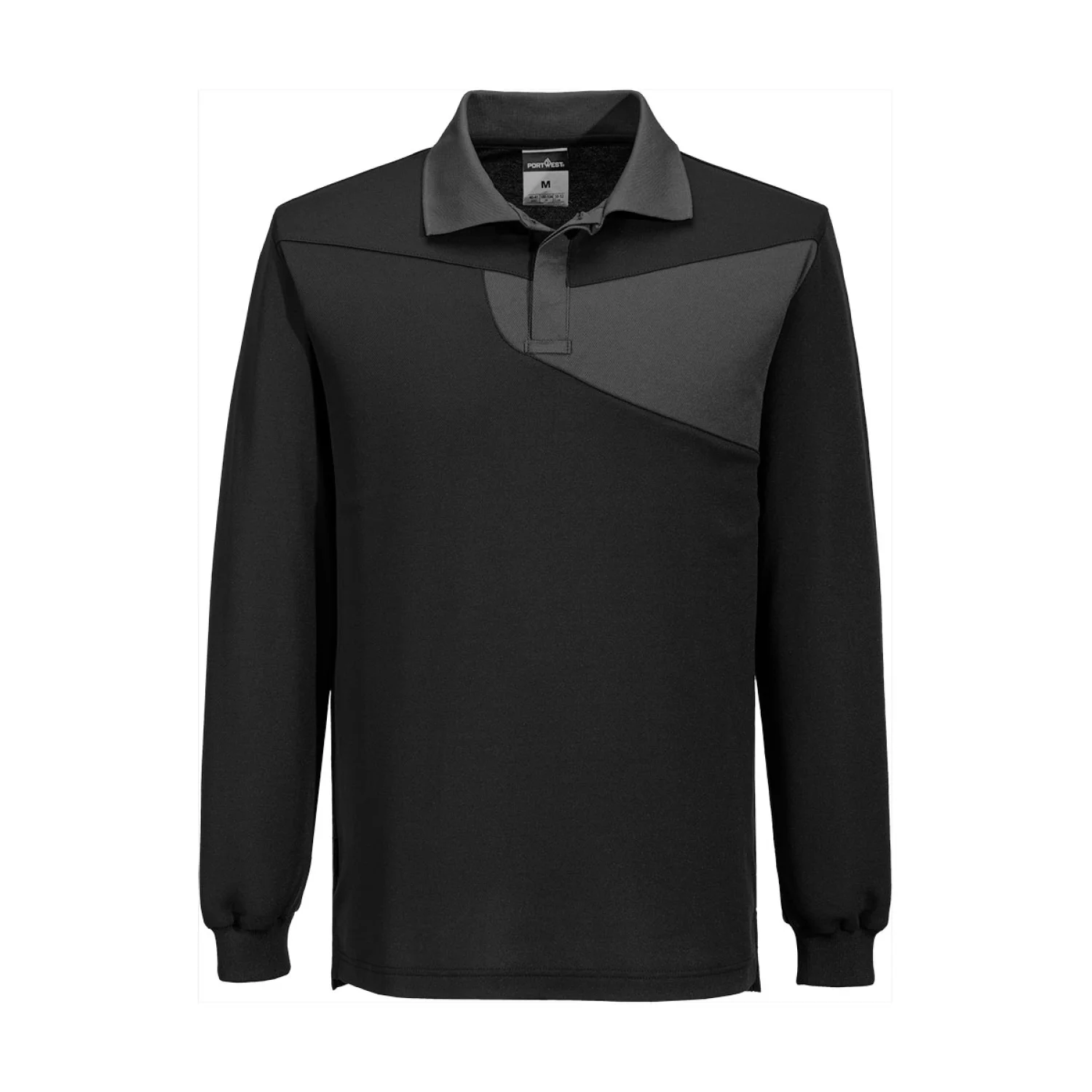 Portwest PW2 pamut póló póló L/S Fekete/Z szürke