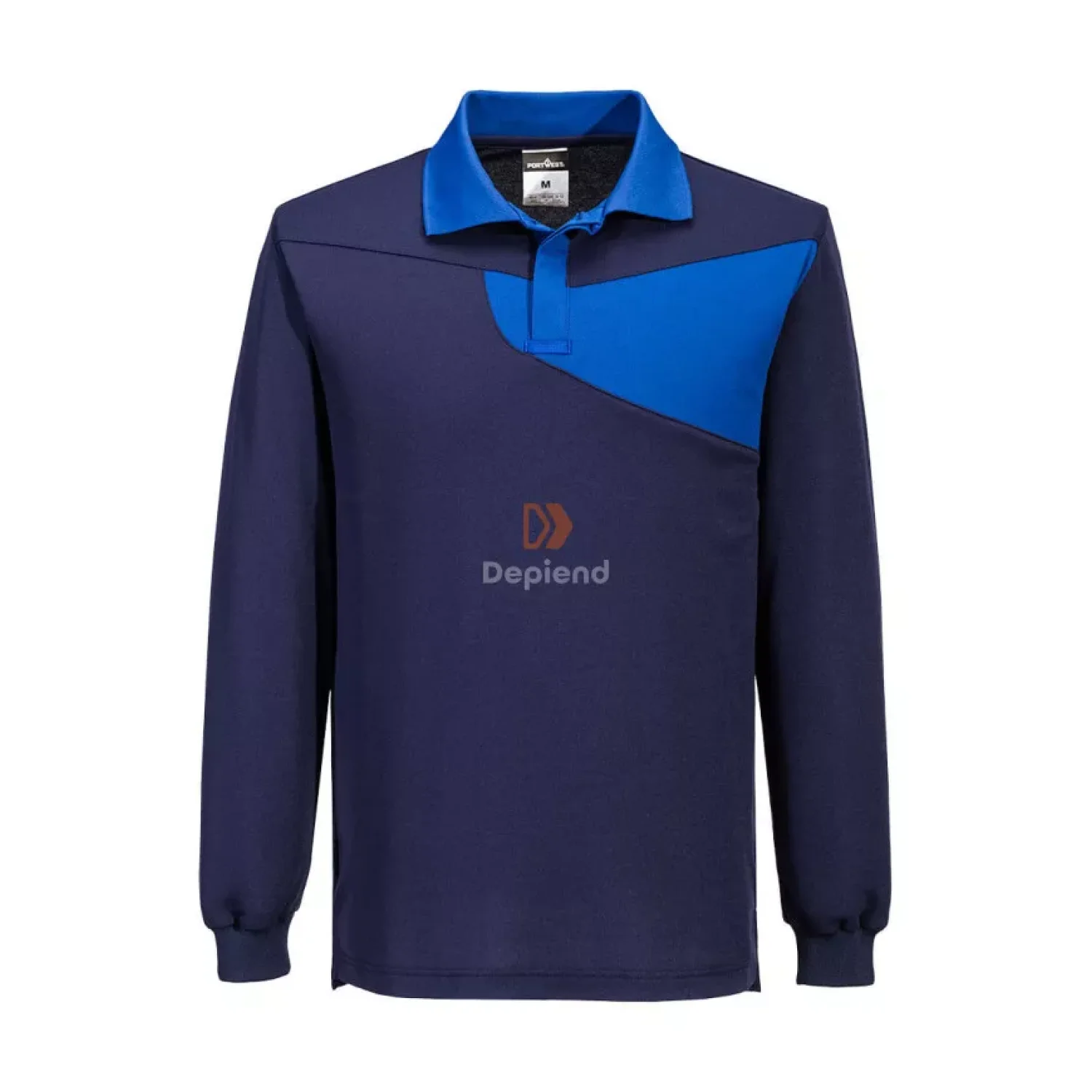 Portwest PW2 pamut póló póló L/S tengerészkék/royal