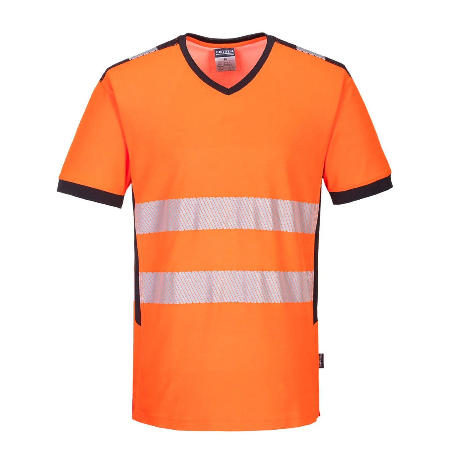 Portwest PW3 Hi-Vis V-nyakú póló narancs/fekete