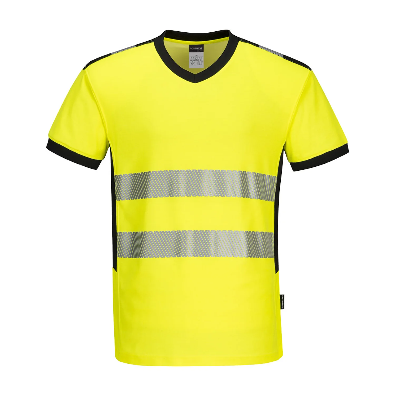 Portwest PW3 Hi-Vis V-nyakú póló sárga/fekete