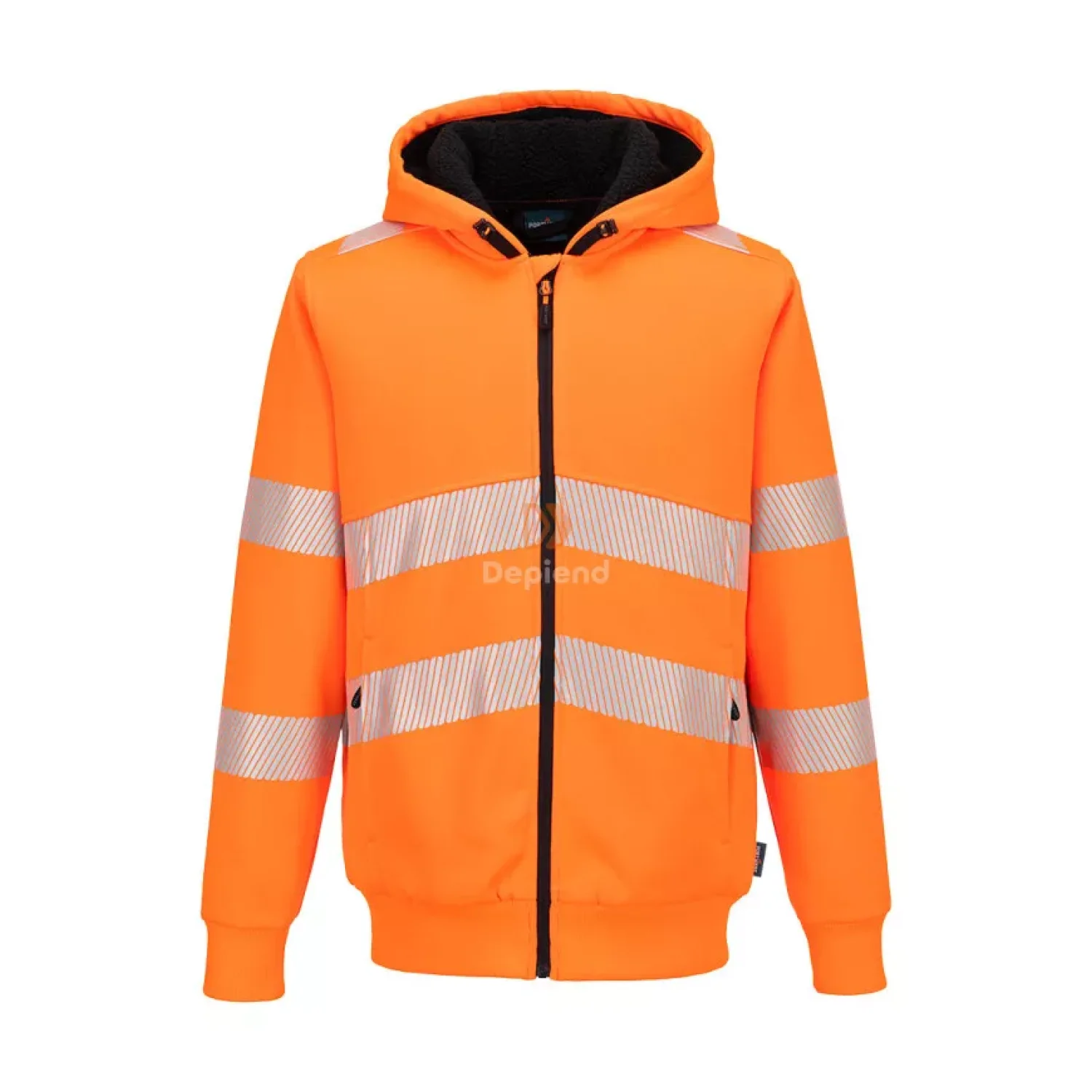 Portwest PW321 Hi-Vis cipzáras téli kapucnis pulcsi narancssárga