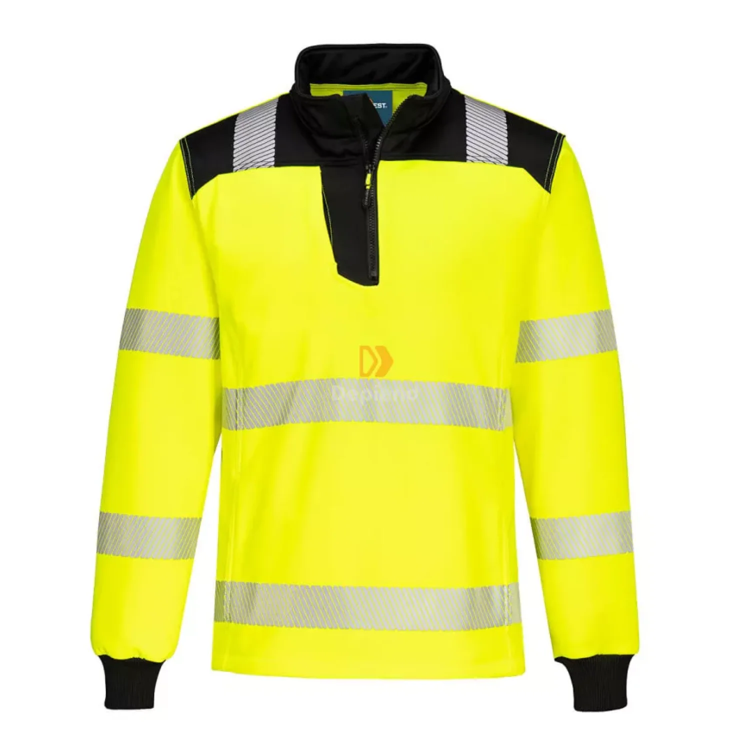 Portwest PW3 Hi-Vis 1/4 Zippzáras hosszú ujjú póló sárga / fekete