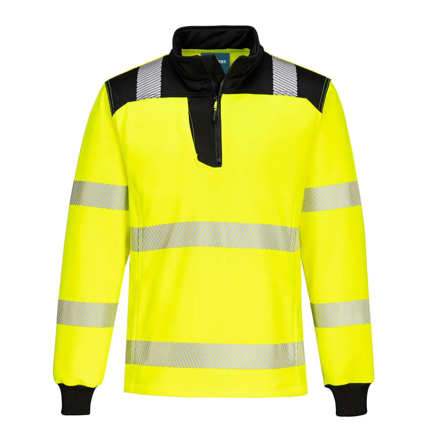 Portwest PW3 Hi-Vis 1/4 Zippzáras hosszú ujjú póló Sárga/Fekete