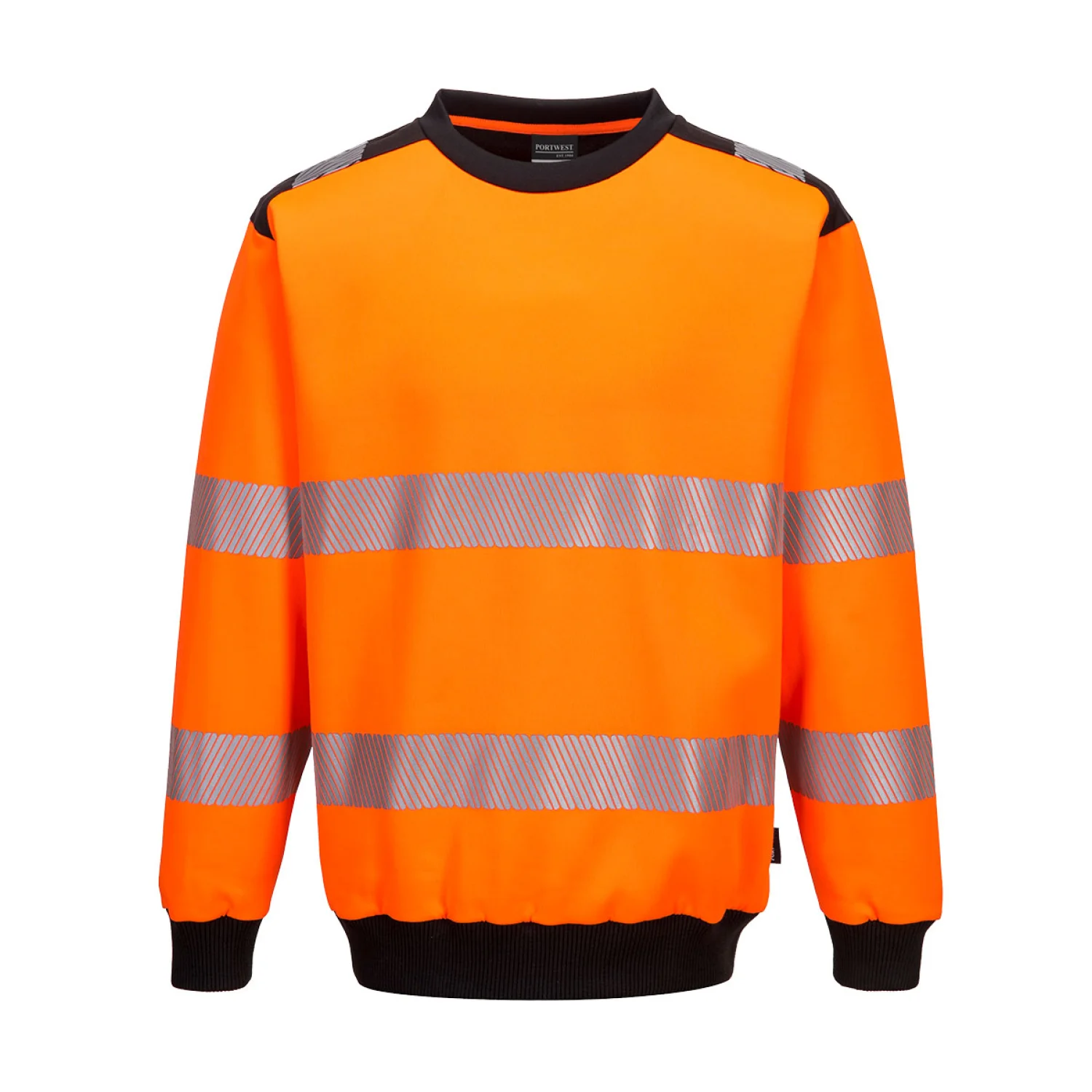 Portwest PW3 Hi-Vis Crew Neck pulóver narancs/fekete