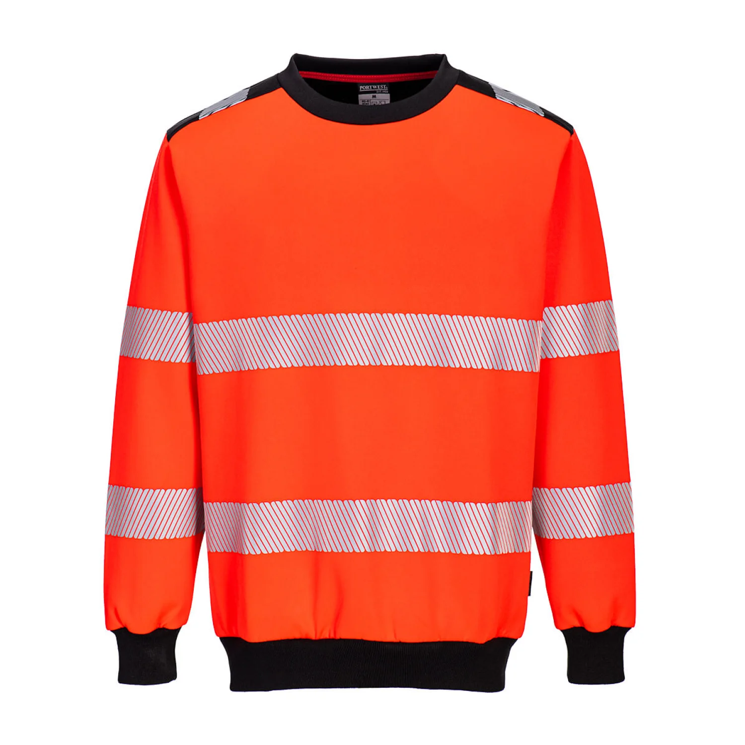 Portwest PW3 Hi-Vis Crew Neck pulóver piros/fekete
