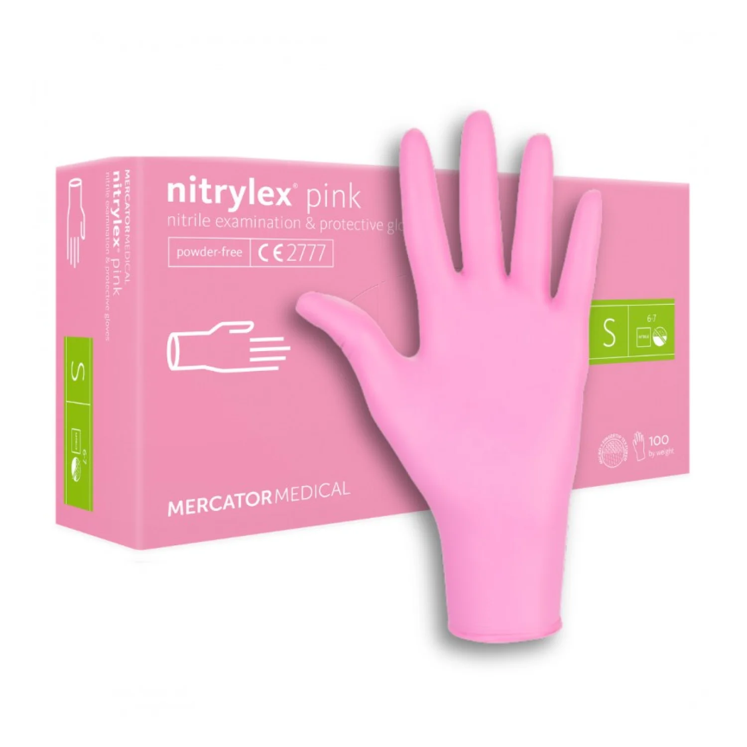 Nitrylex pink nitril púdermentes világos vizsgálókesztyű