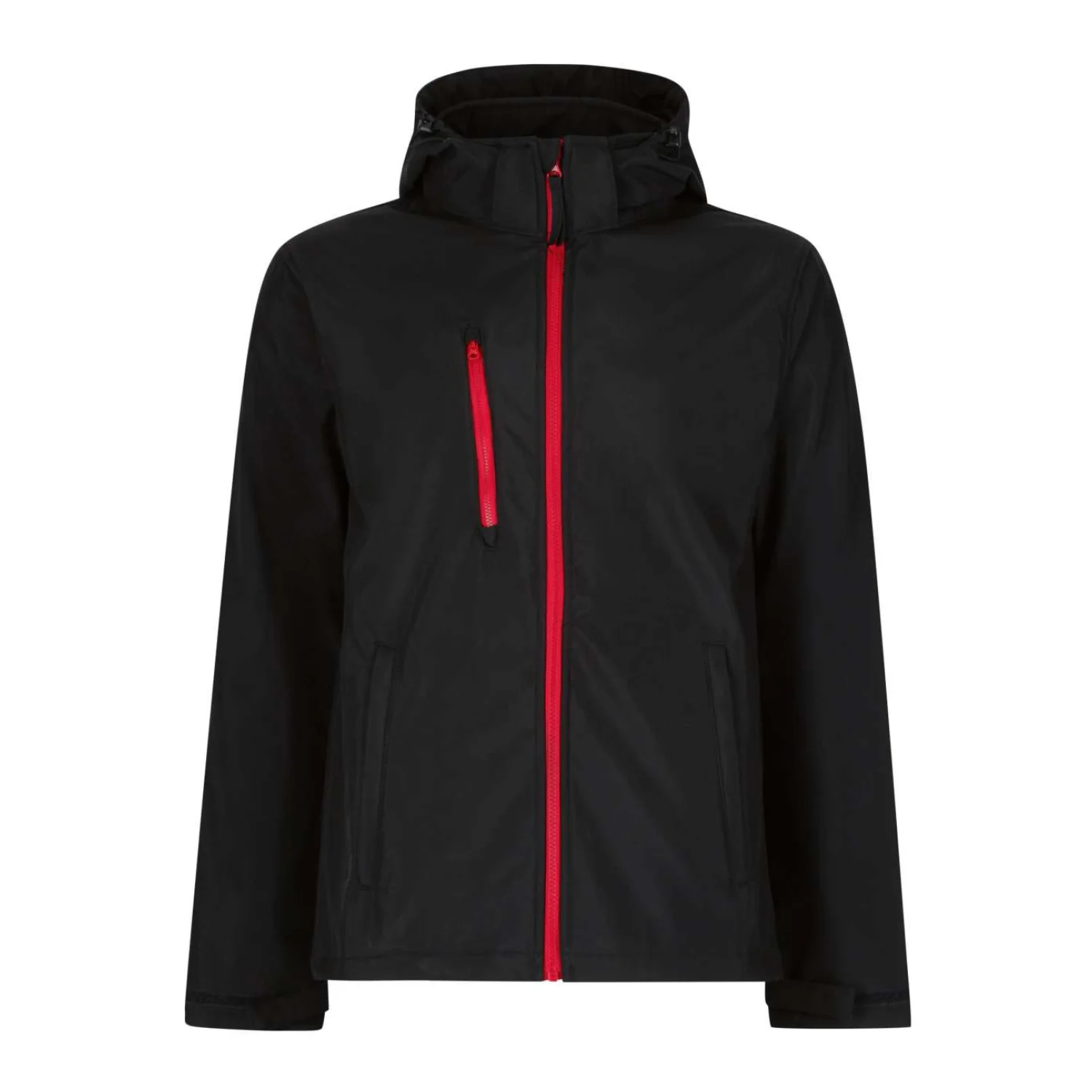 Regatta Venturer háromrétegű kapucnis nyomtatható softshell dzseki Black/Classic Red