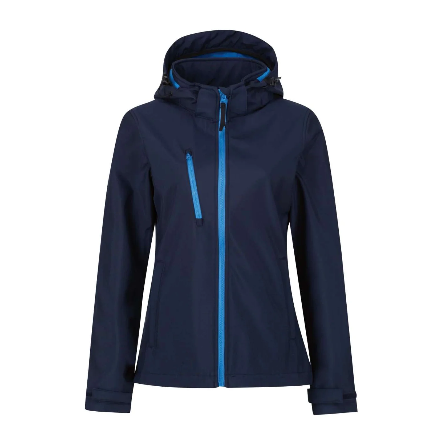 Regatta Venturer háromrétegű kapucnis nyomtatható softshell női dzseki Navy/French Blue