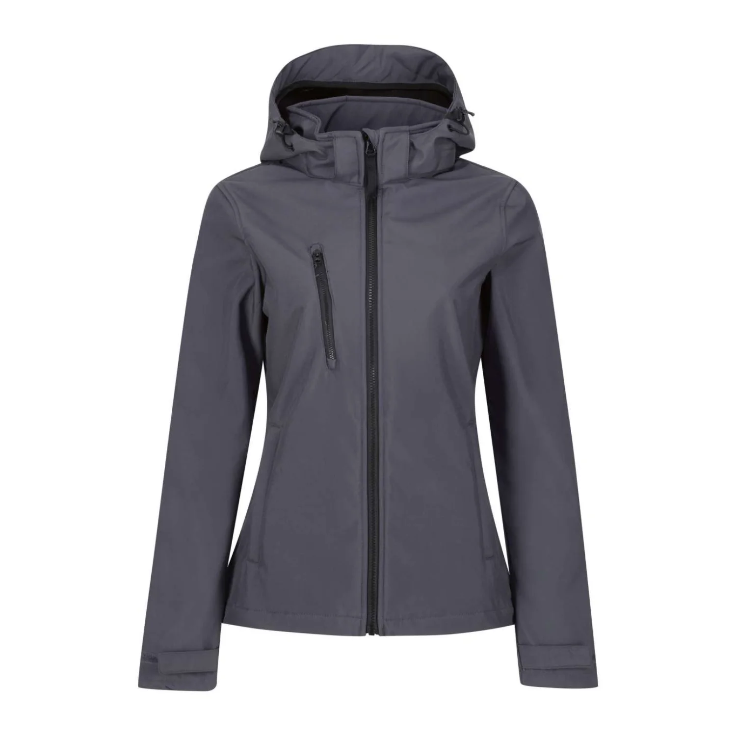 Regatta Venturer háromrétegű kapucnis nyomtatható softshell női dzseki Seal Grey/Black