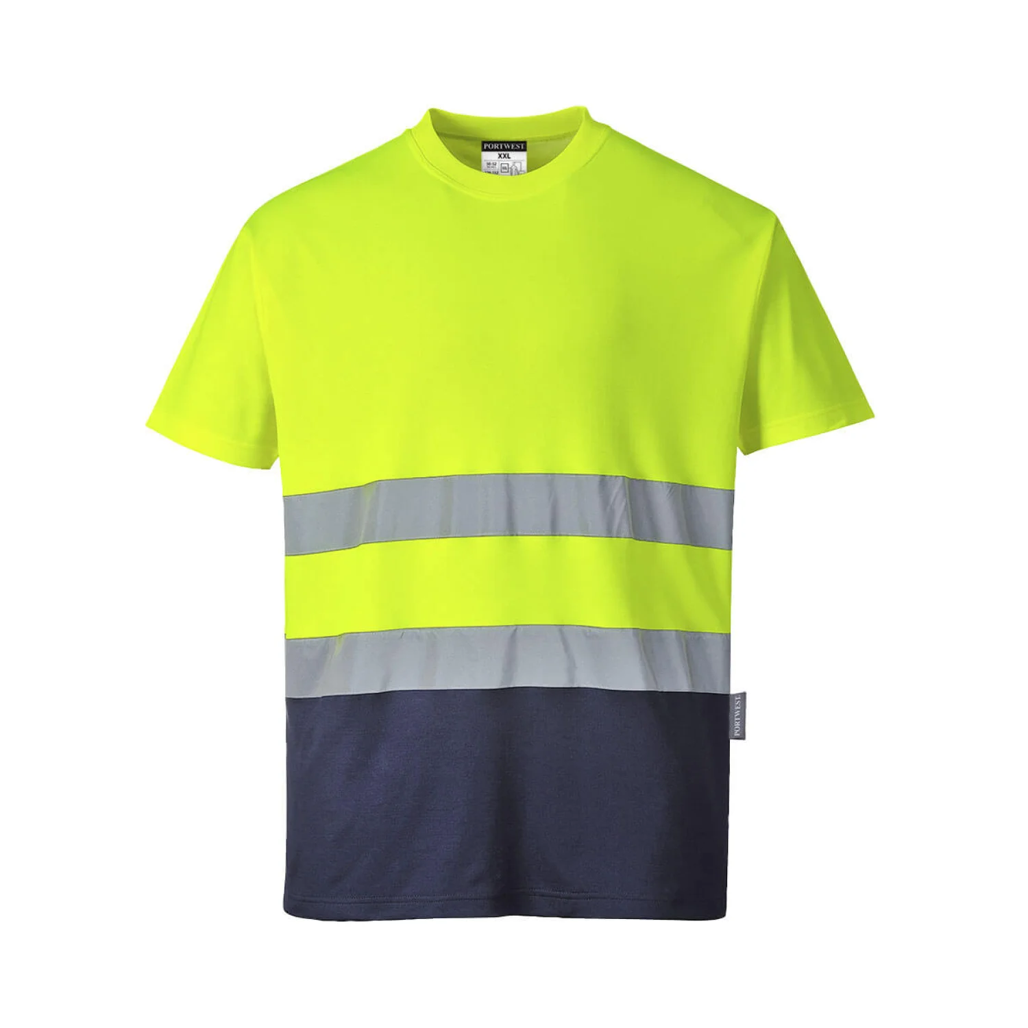 Portwest Kéttónusú Cotton Comfort póló Sárga/Navy