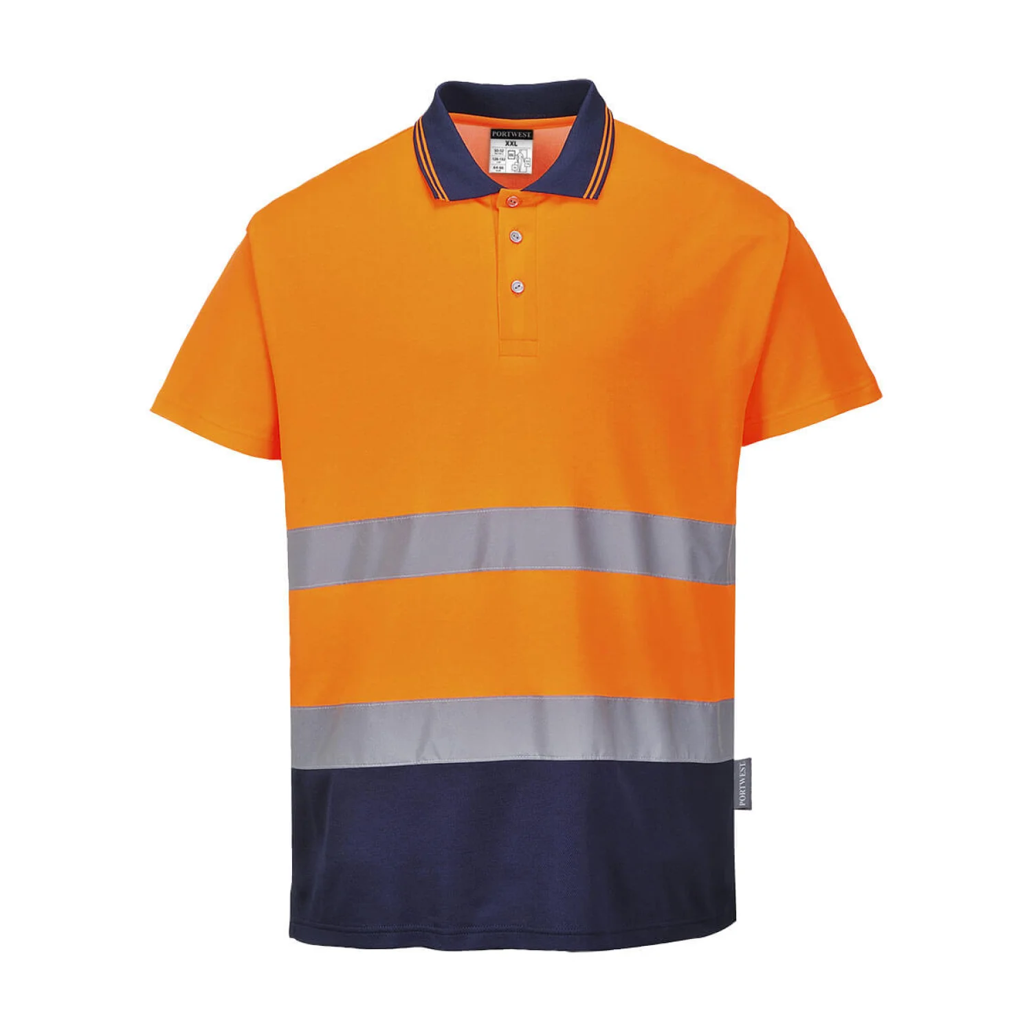 Portwest Kéttónusú Cotton Comfort póló Narancs/Navy