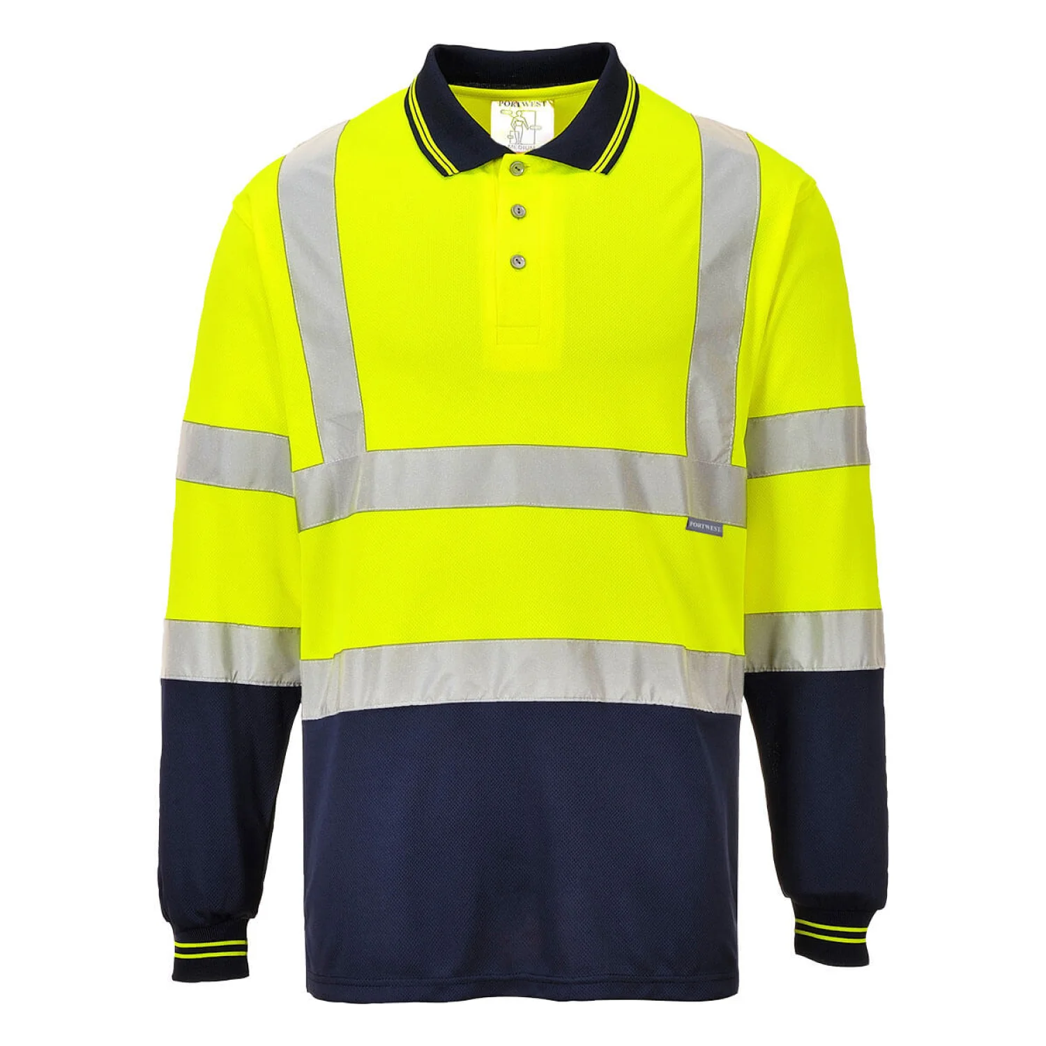 Portwest Kéttónusú hosszú ujjú pólóing Sárga/Navy