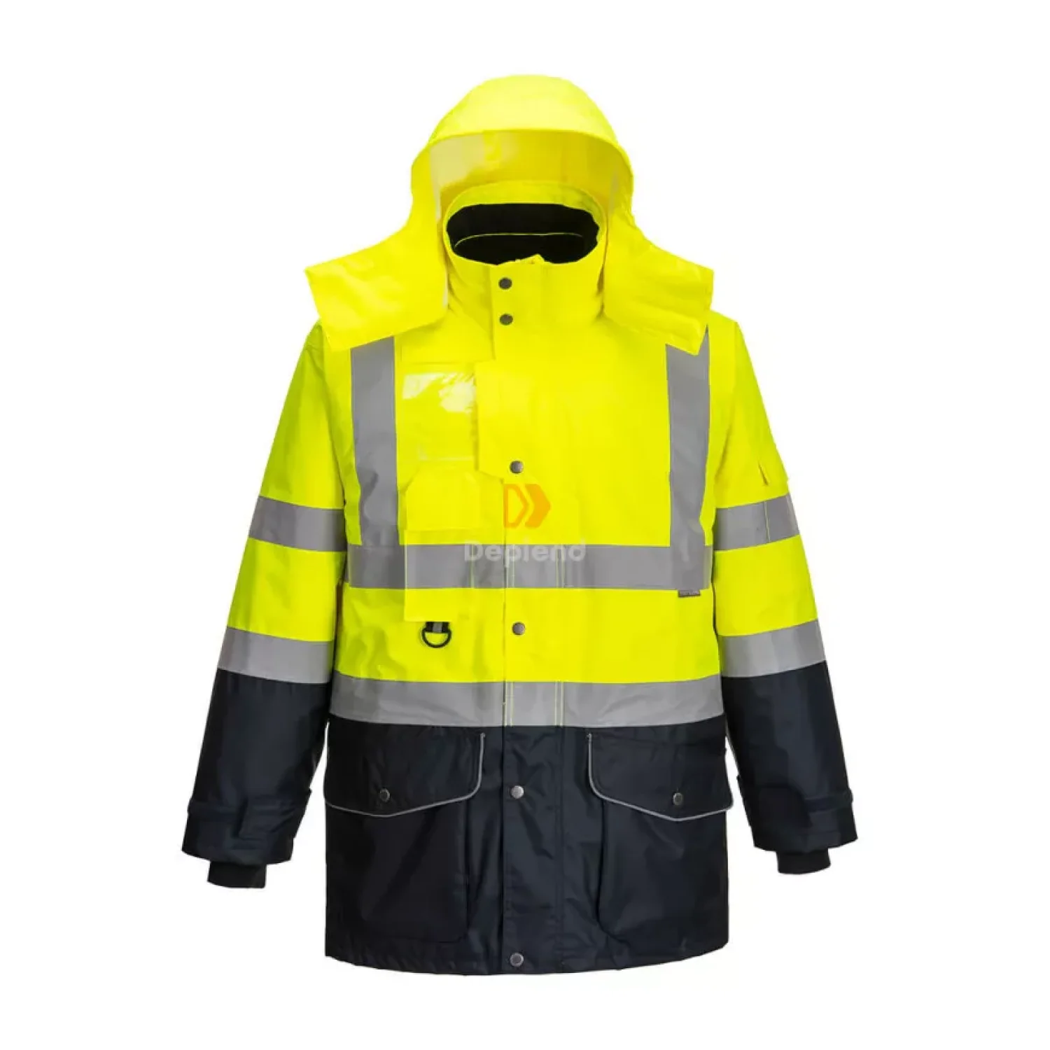 Portwest Hi-Vis 7 az 1-ben kontraszt Traffic kabát sárga / tengerészkék