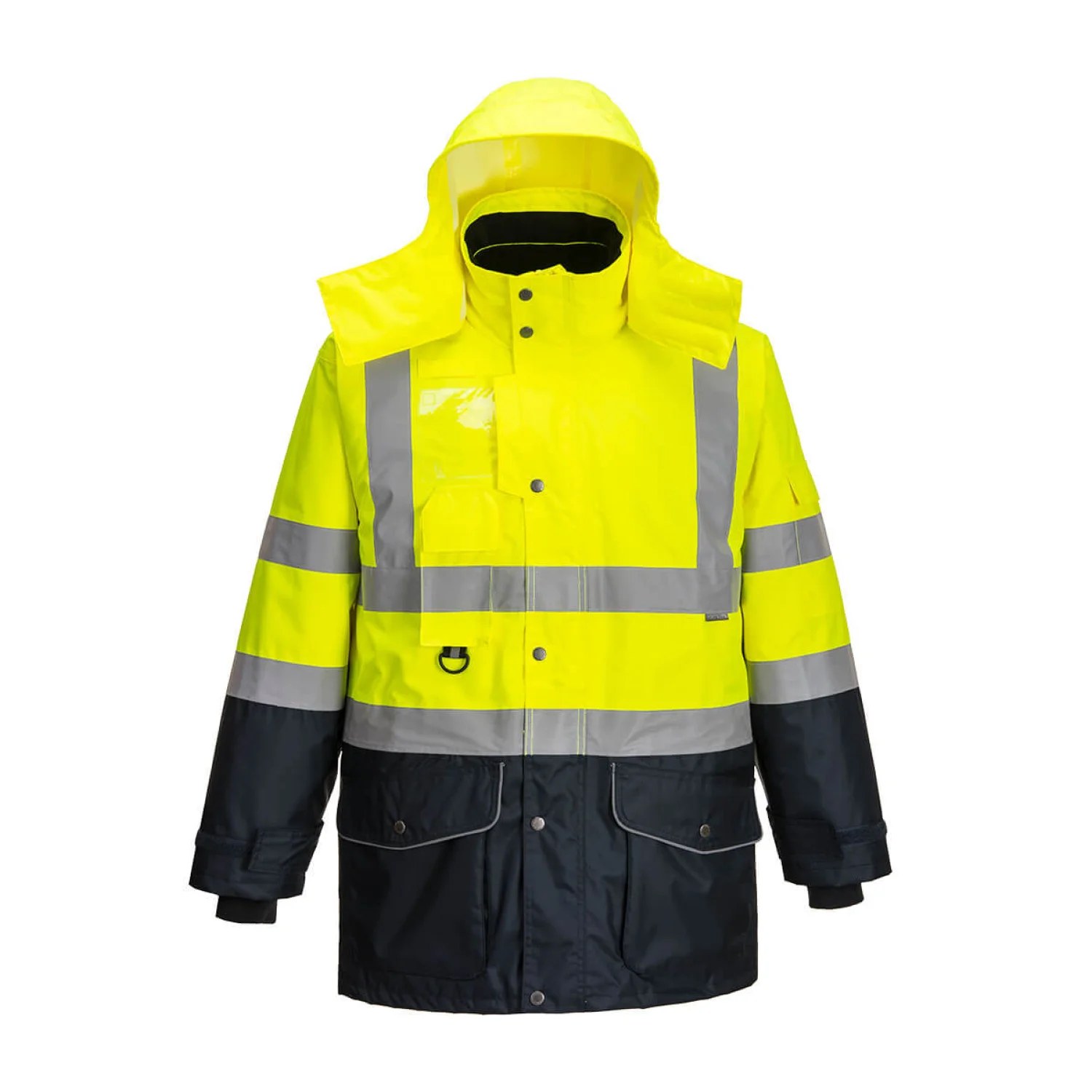 Portwest Hi-Vis 7 az 1-ben kontraszt Traffic kabát Sárga/Navy