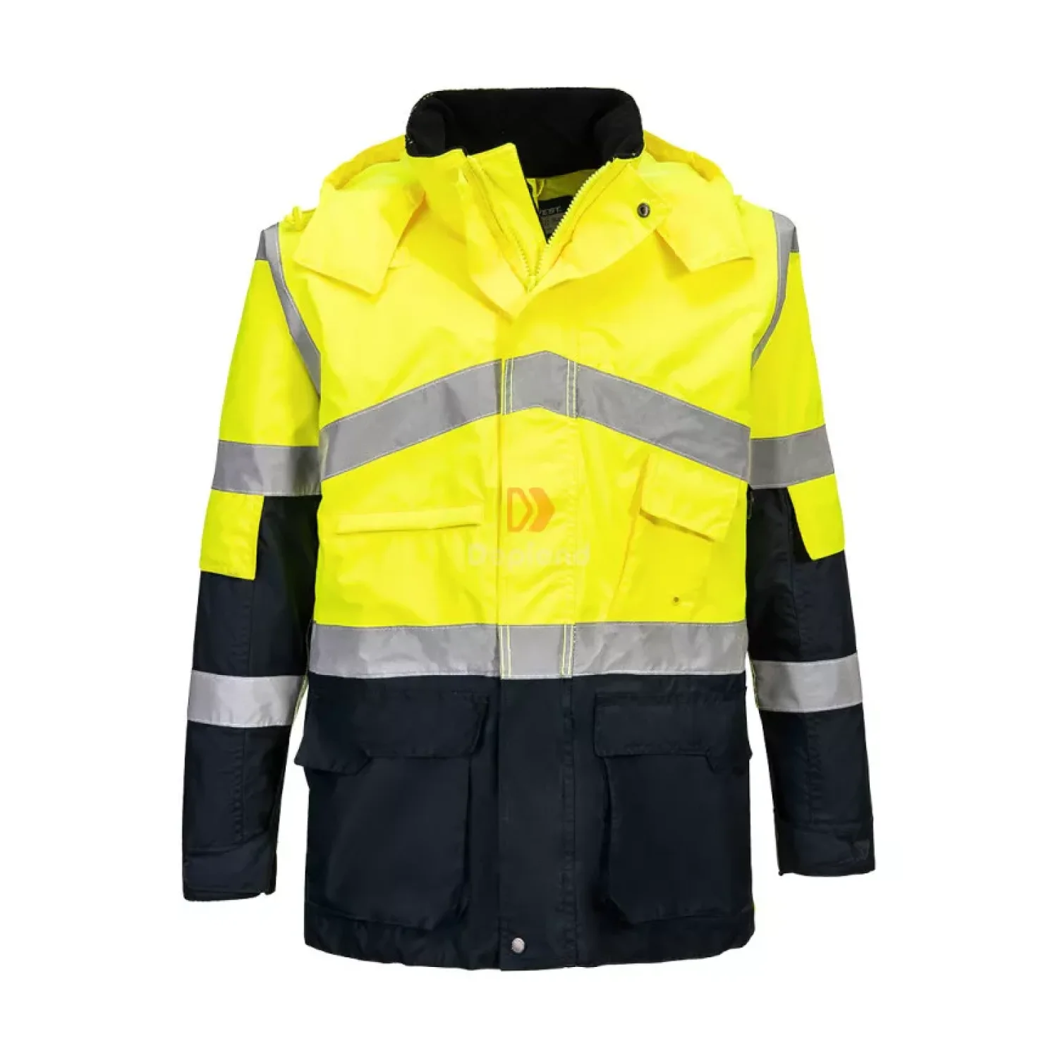 Portwest Hi-Vis kéttónusú lélegző kabát sárga / tengerészkék