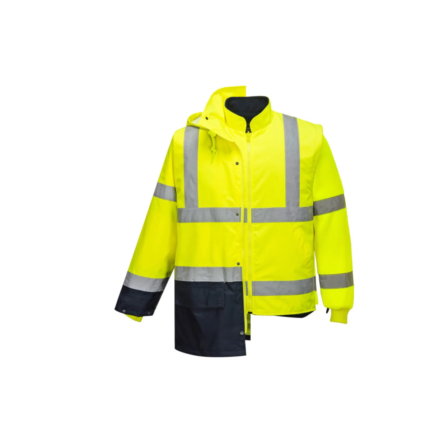 Portwest Essential 5 az 1-ben munkavédelmi kabát sárga/tengerészkék