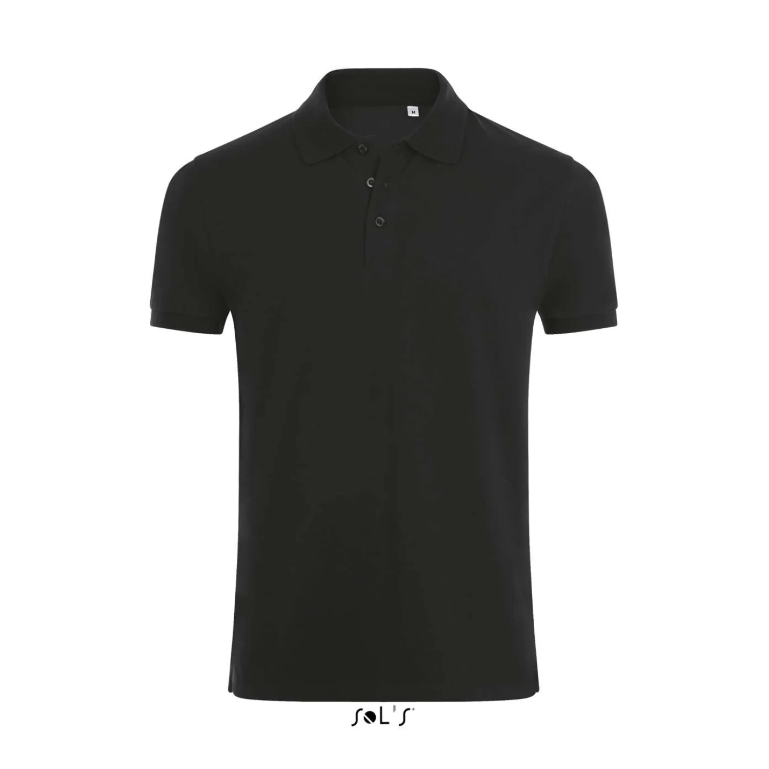 Sol's phoenix - pamut-elasztán férfi galléros póló Black
