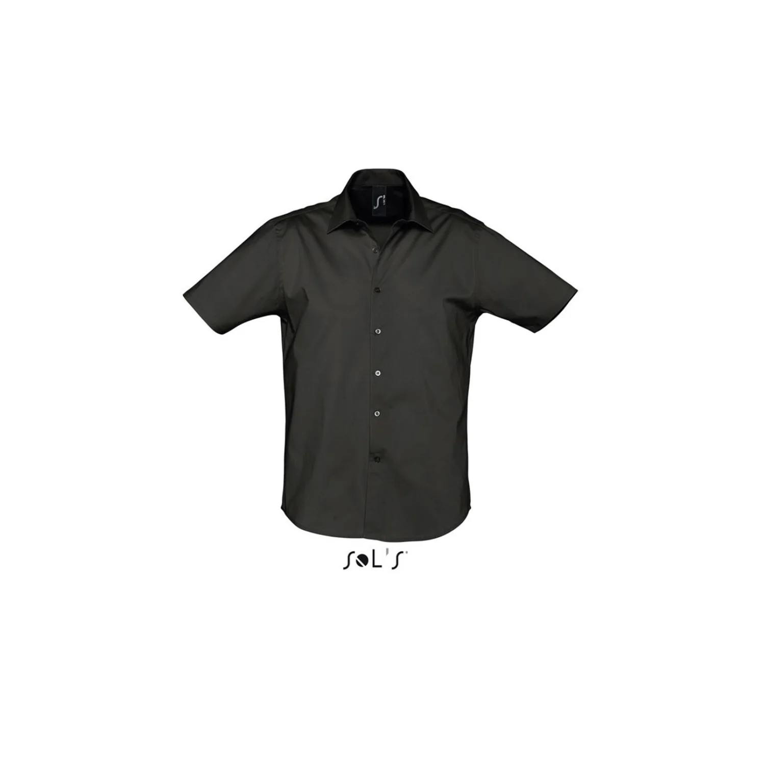 Sol's broadway - rövid ujjú stretch férfi ing Black