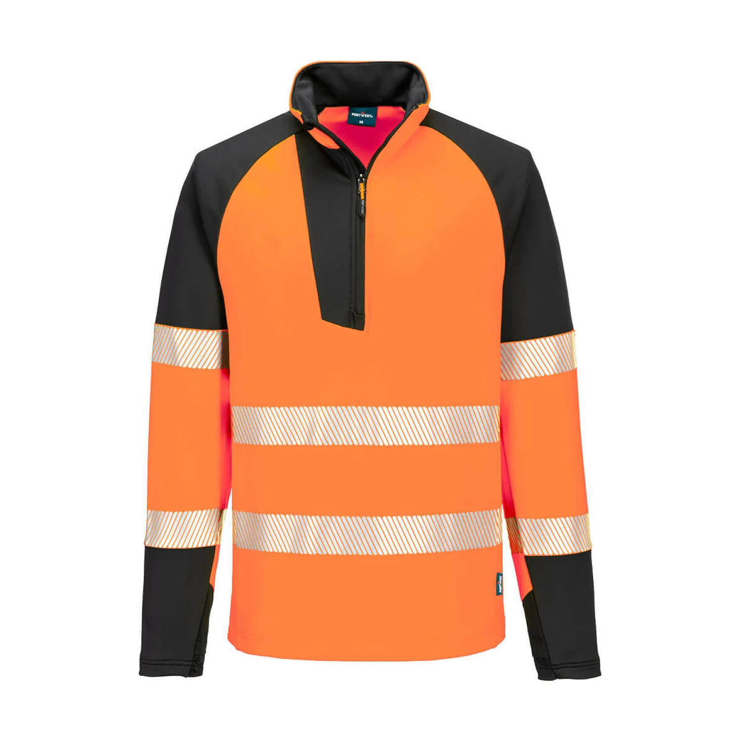 Portwest PW3 Hi-Vis 1/4 cipzáras pulóver narancs/fekete