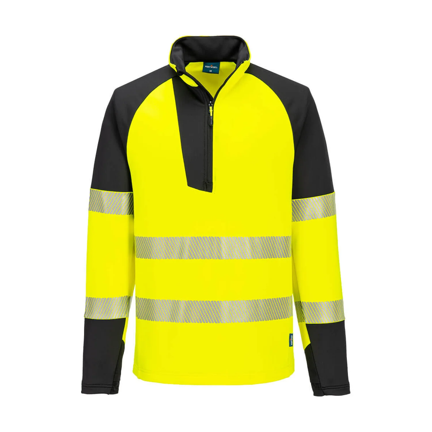 Portwest PW3 Hi-Vis 1/4 cipzáras pulóver sárga/fekete