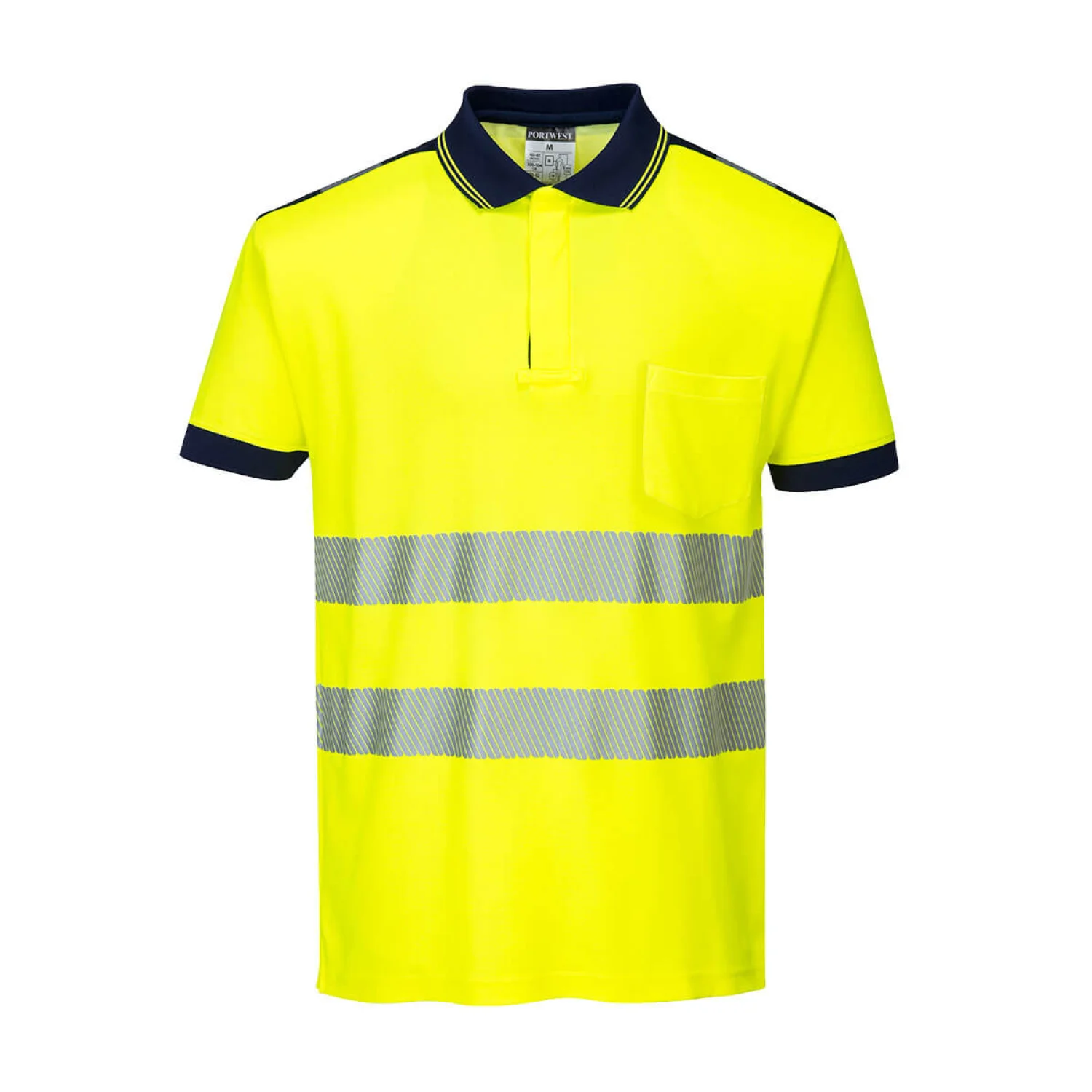 Portwest PW3 Hi-Vis pólóing S/S Sárga/Navy