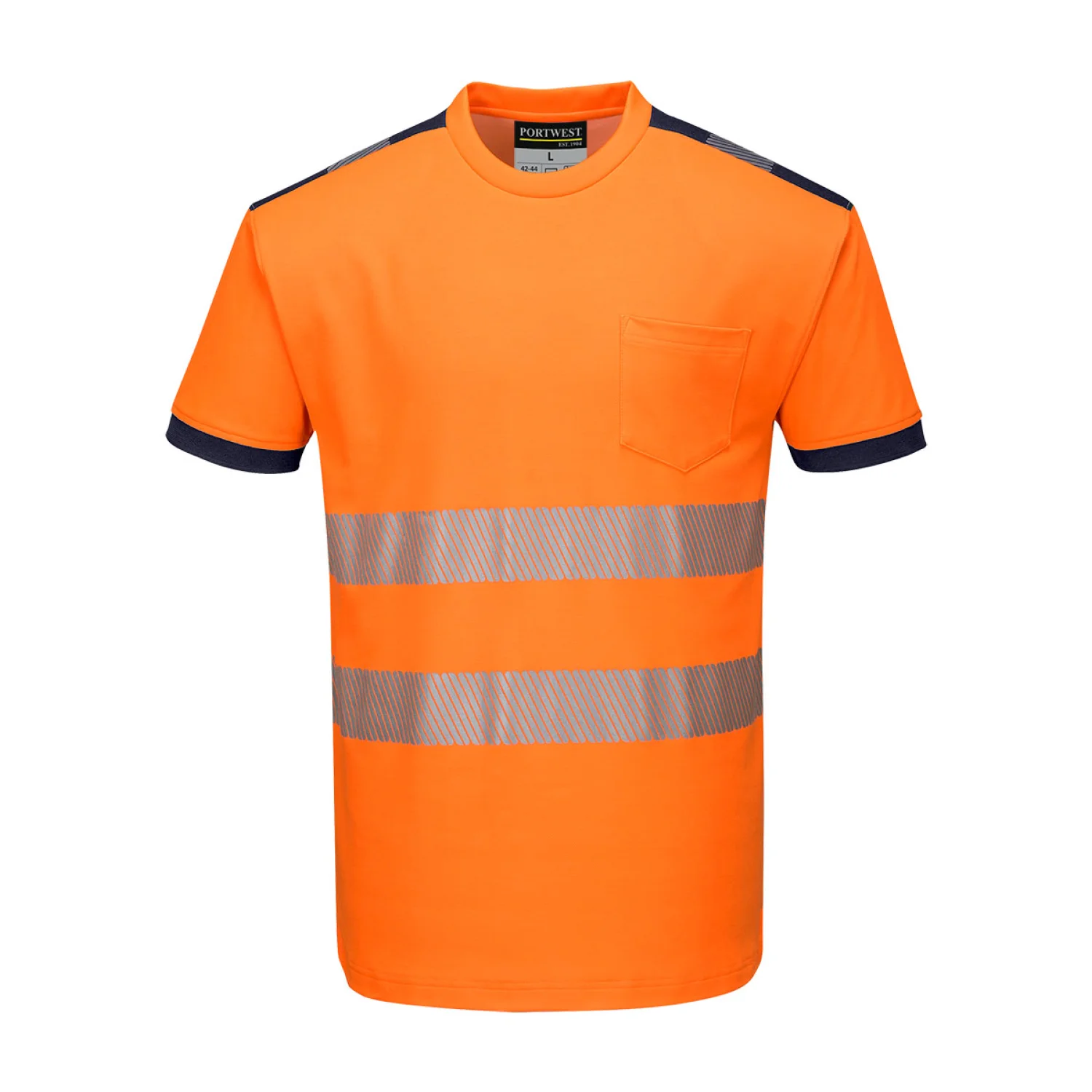 Portwest PW3 Hi-Vis póló S/S Narancs/Navy