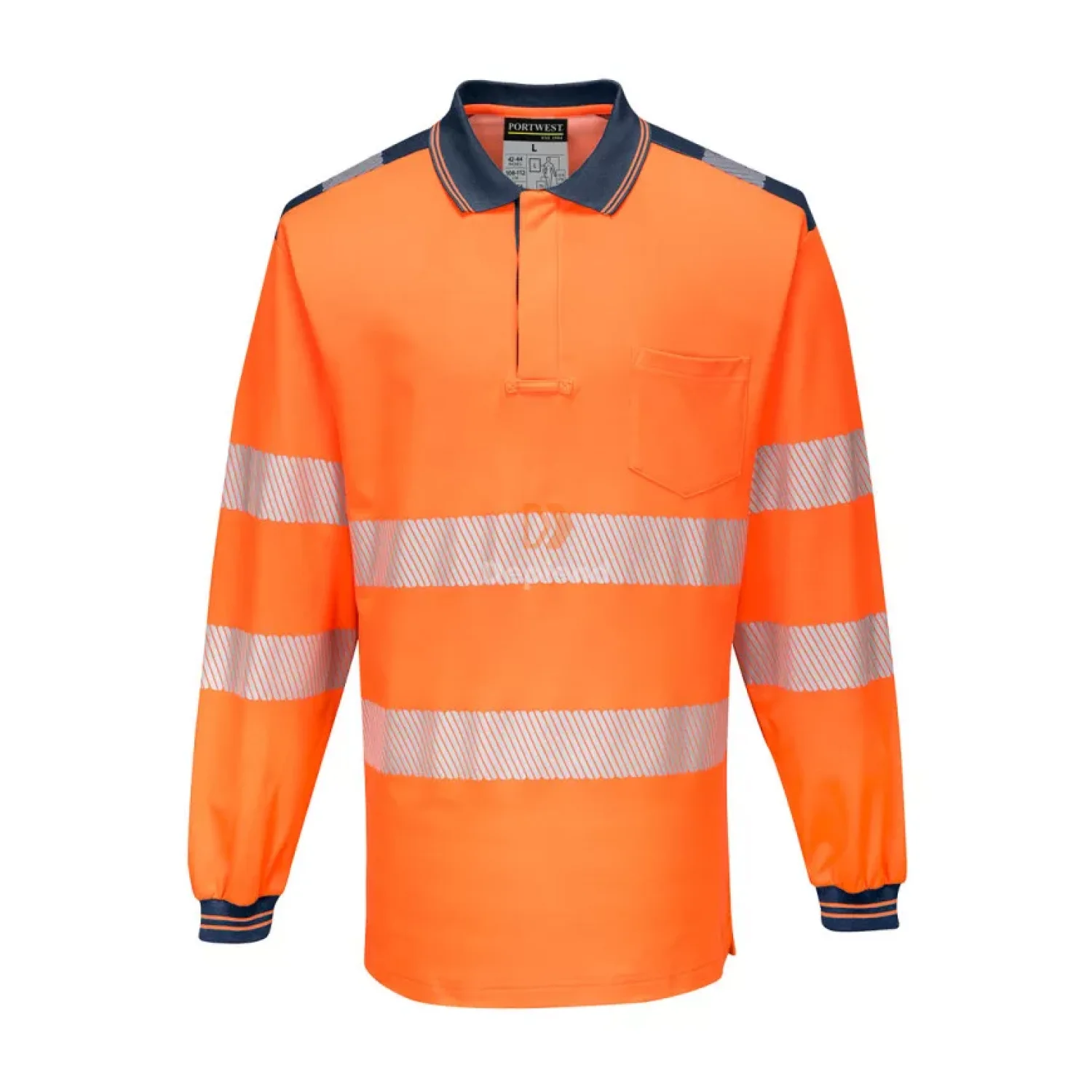 Portwest PW3 Hi-Vis hosszú ujjú pólóing narancs / tengerészkék