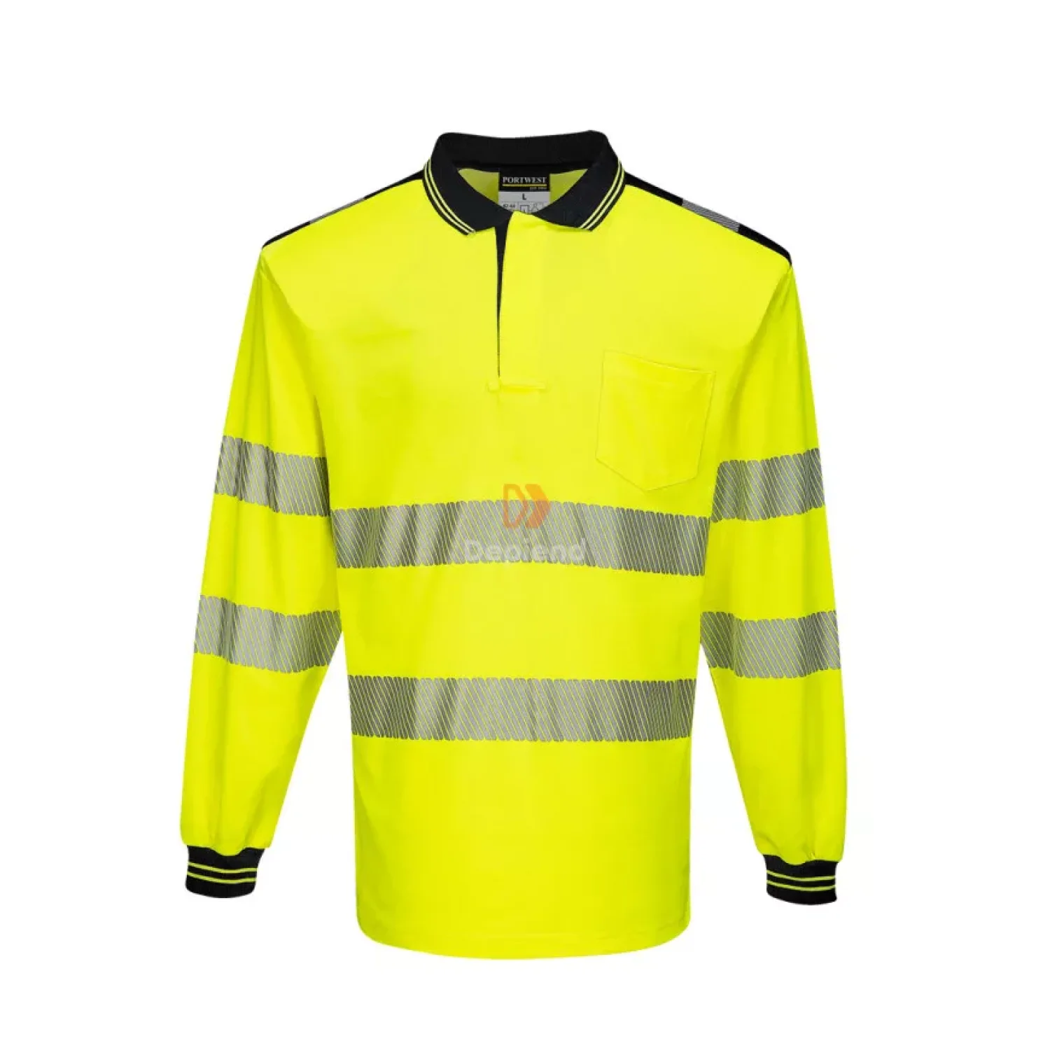 Portwest PW3 Hi-Vis hosszú ujjú pólóing sárga / fekete