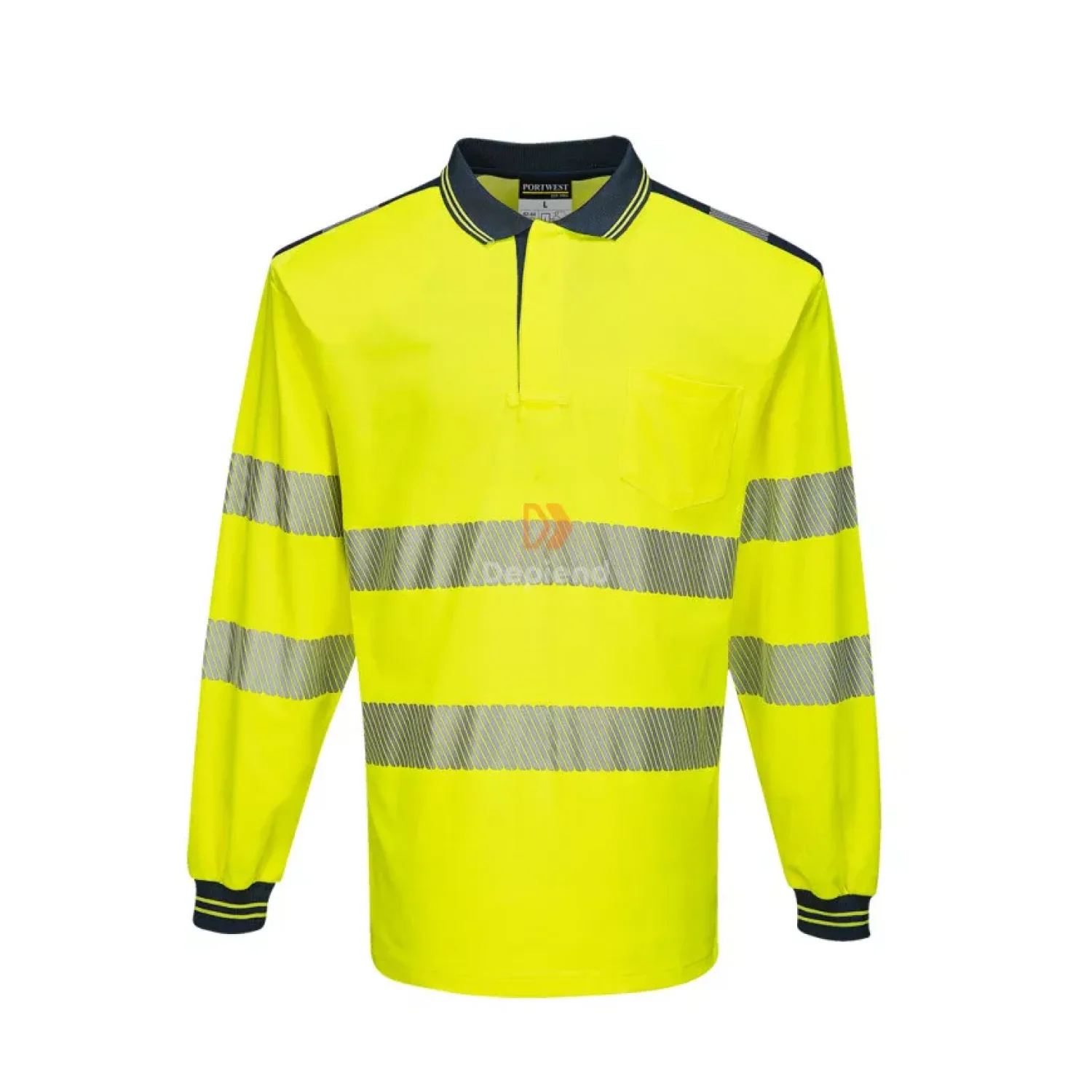 Portwest PW3 Hi-Vis hosszú ujjú pólóing sárga / tengerészkék