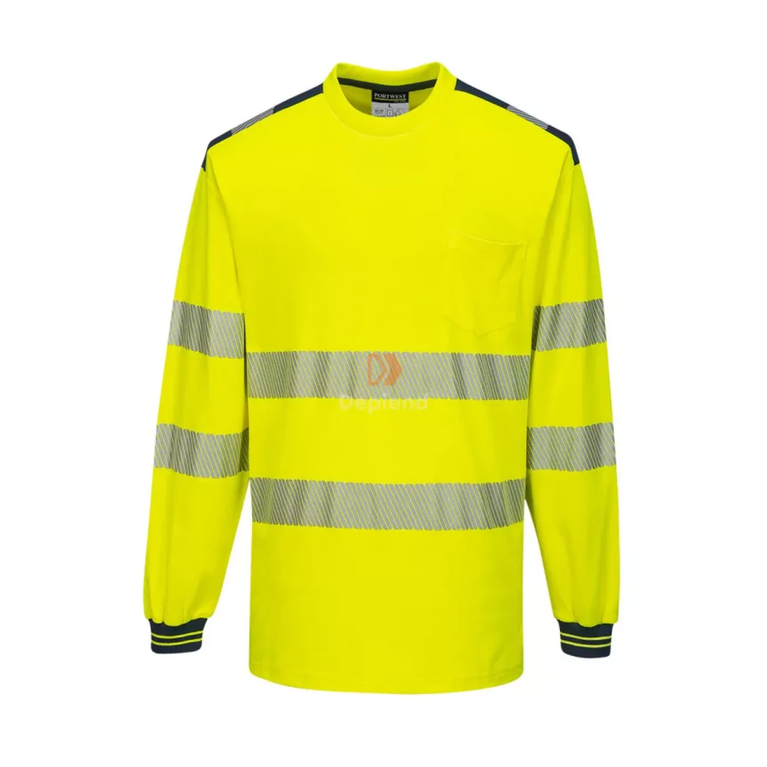 Portwest PW3 Hi-Vis hosszú ujjú póló sárga / tengerészkék