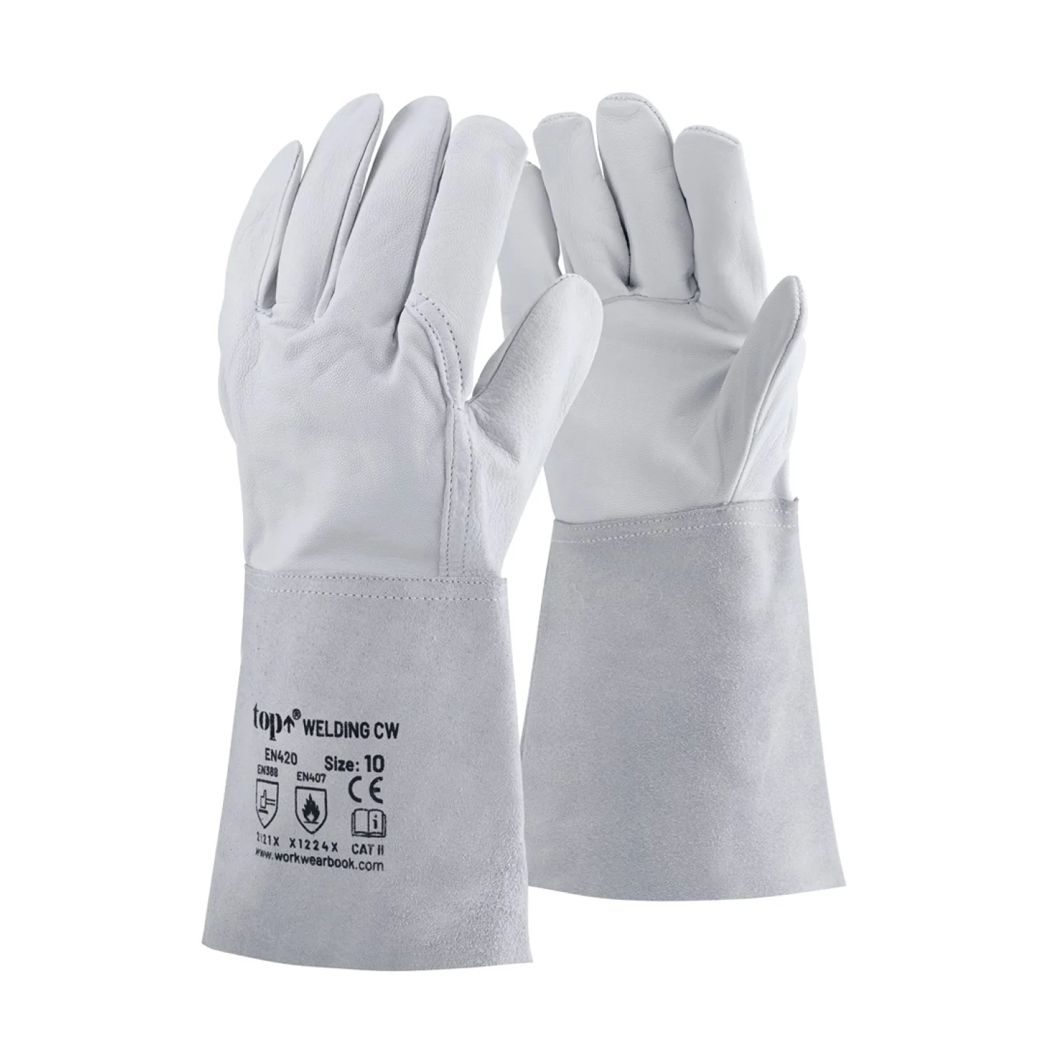 TOP WELDING CW hegesztőkesztyű, 15 cm bivalybőr mandzsetta, szürke