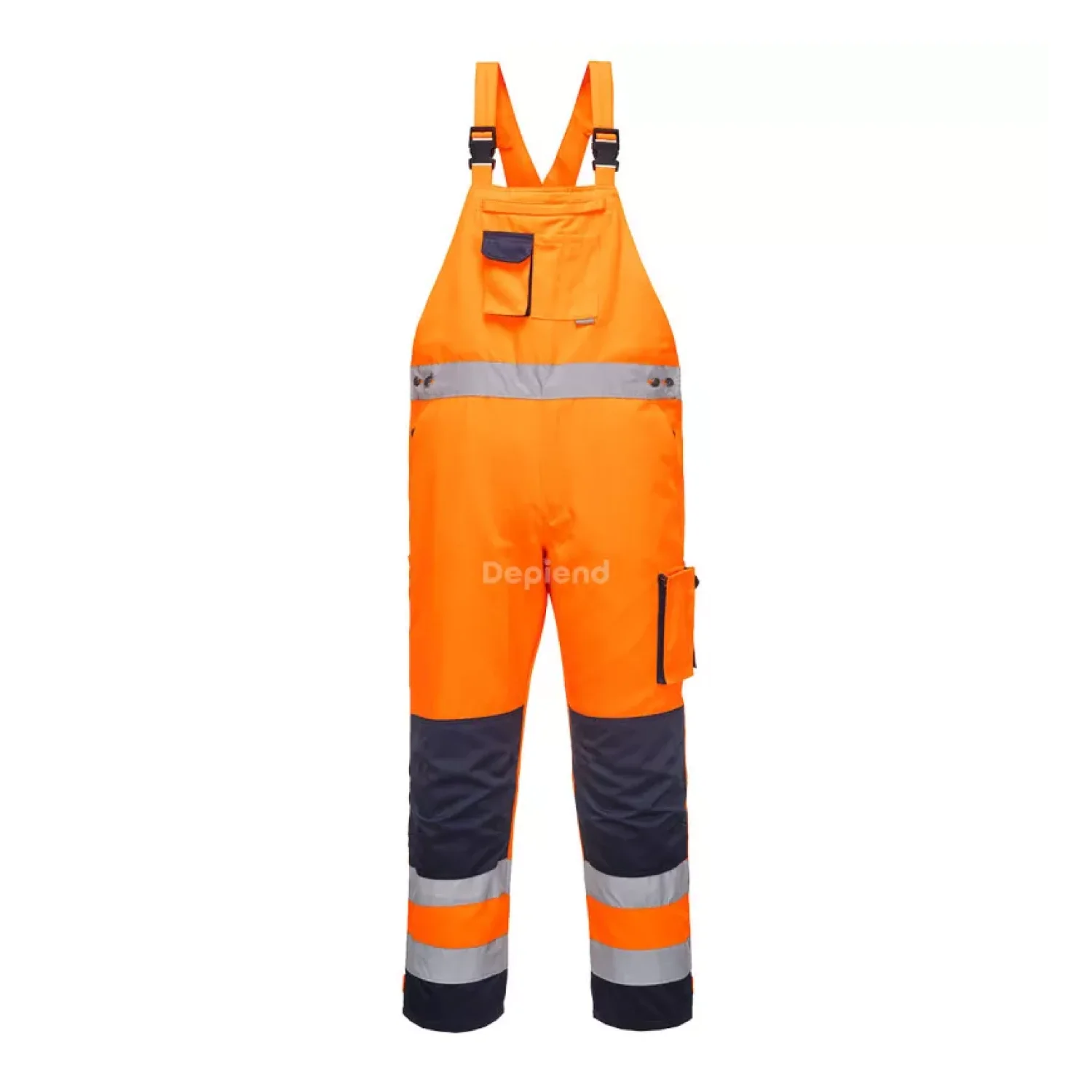 Portwest Dijon Hi-Vis kantáros nadrág narancs / tengerészkék